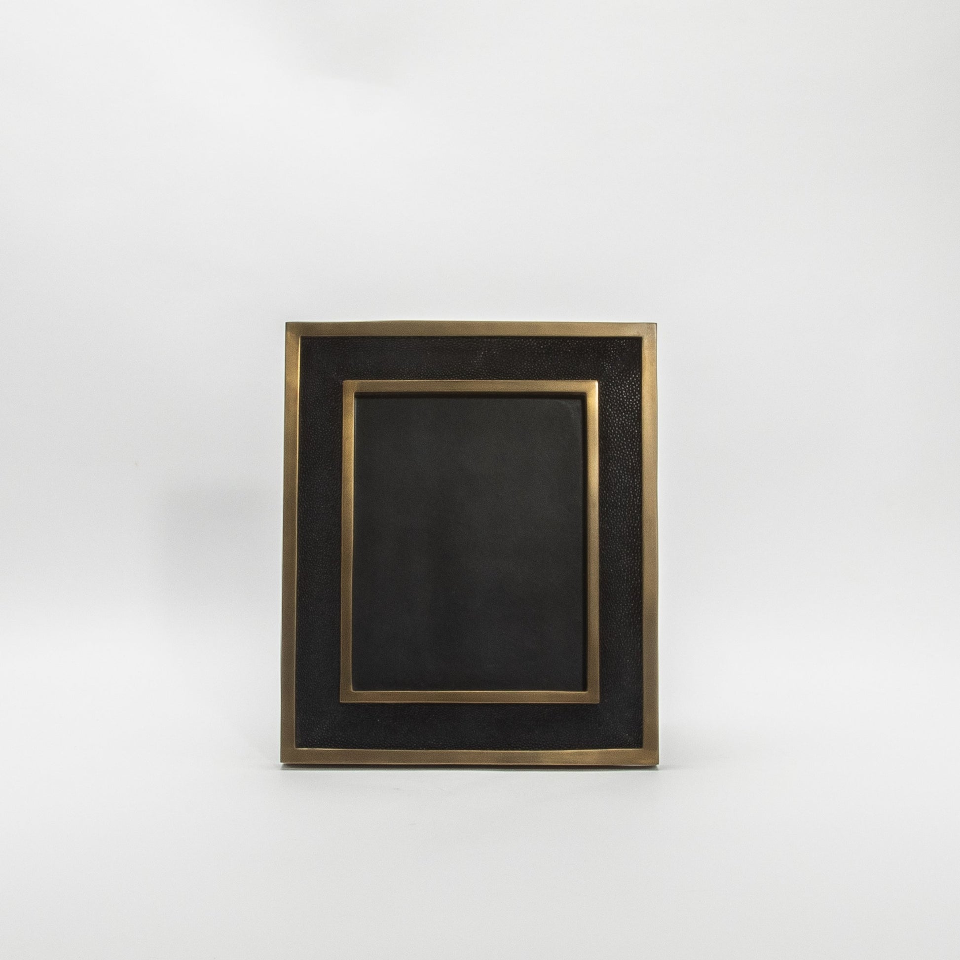 Picture Frame in Black Shagreen with Brass Details by KIFU Paris