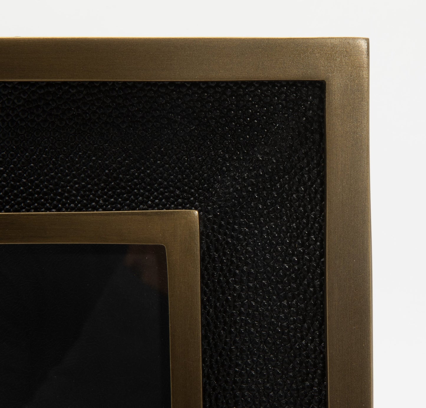 Picture Frame in Black Shagreen with Brass Details by KIFU Paris