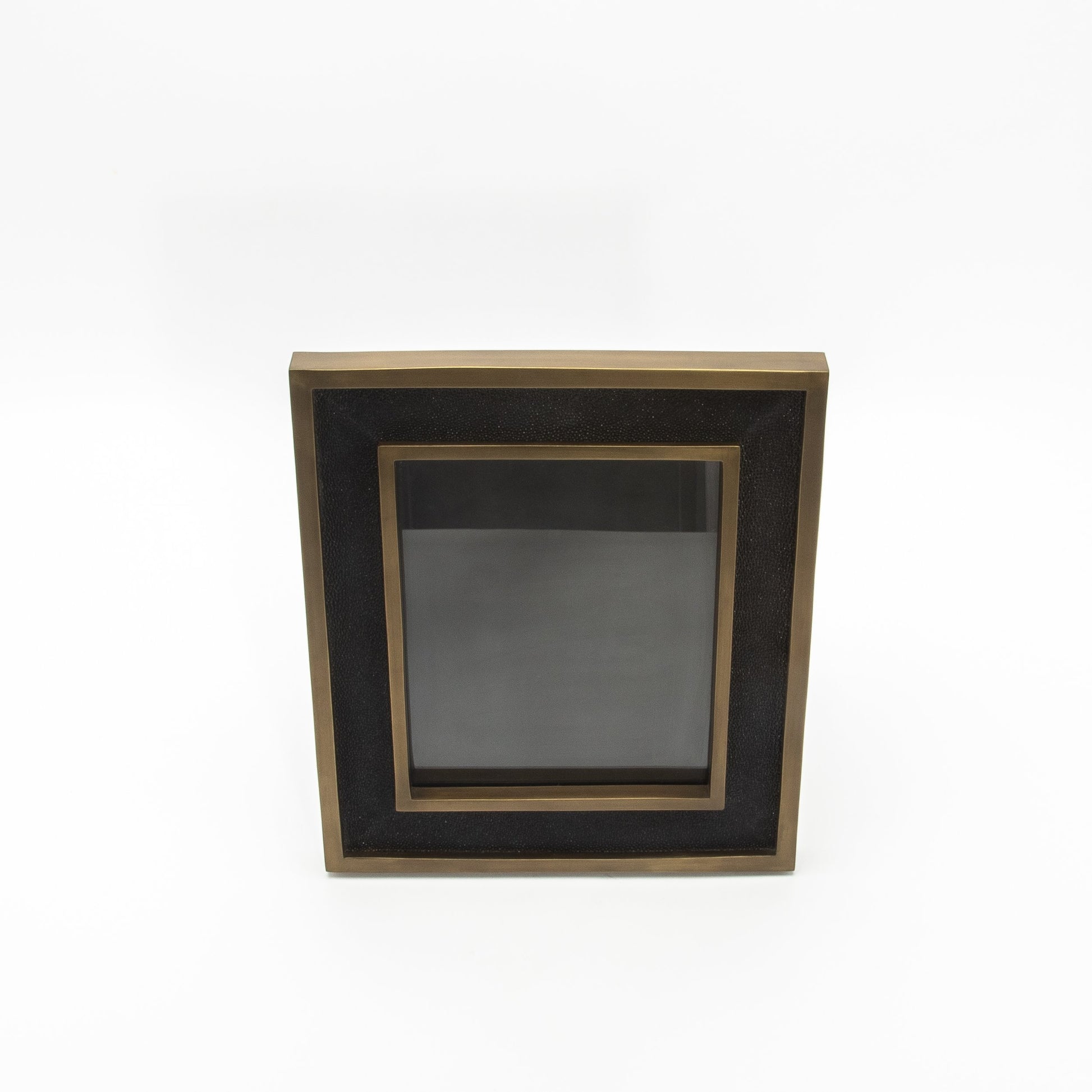 Picture Frame in Black Shagreen with Brass Details by KIFU Paris