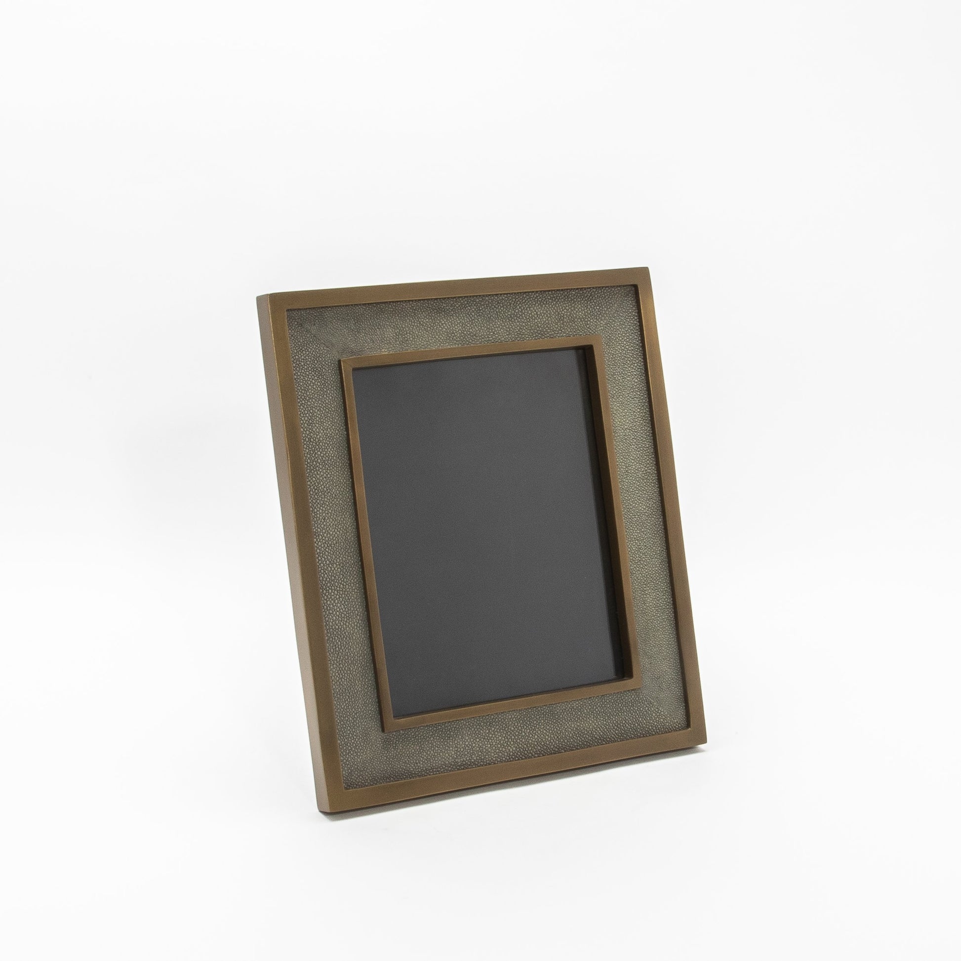 Picture Frame 8x10” in Grey Shagreen with Brass Details by KIFU Paris