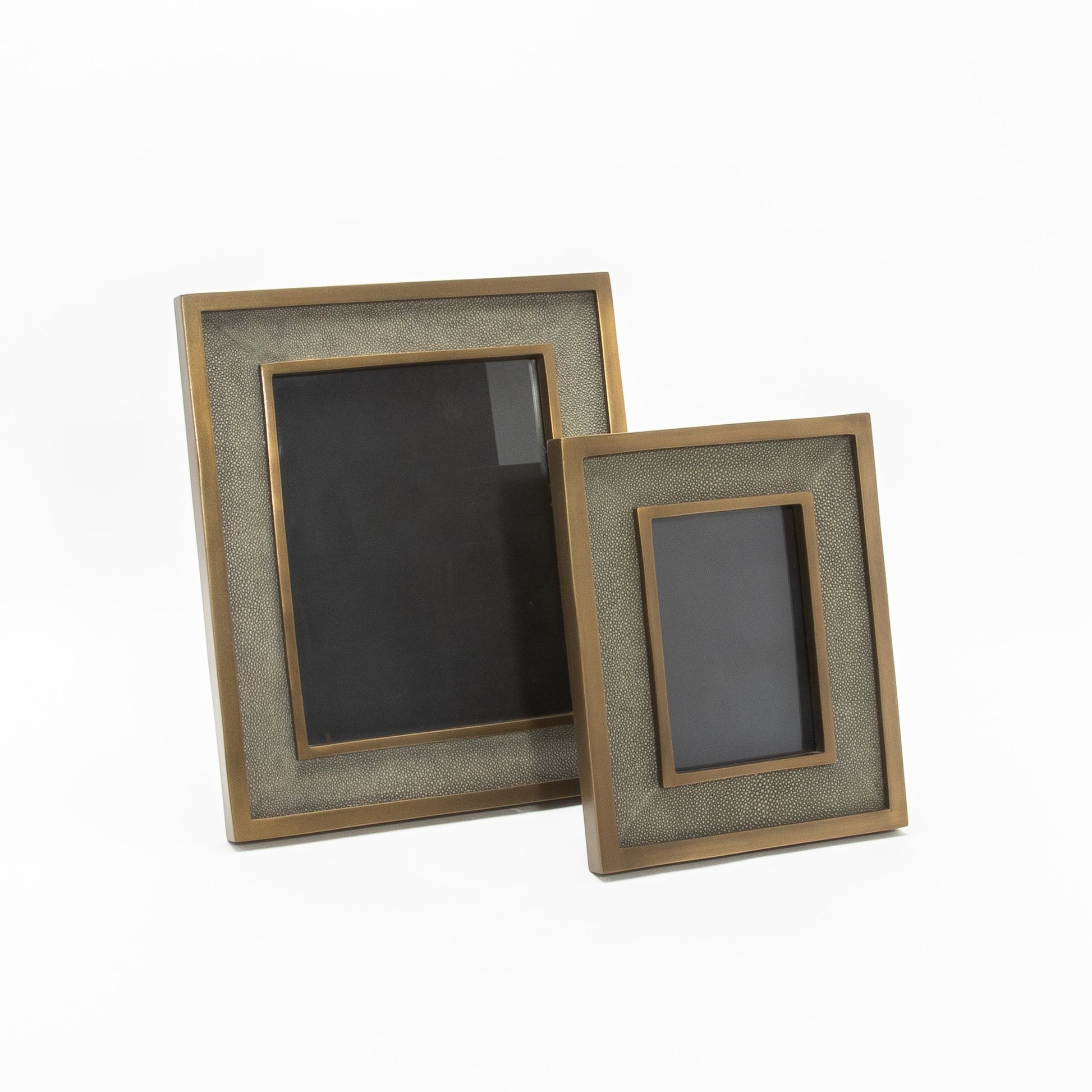 Picture Frame 8x10” in Grey Shagreen with Brass Details by KIFU Paris