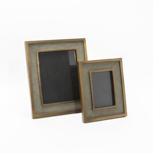 Picture Frame 8x10” in Grey Shagreen with Brass Details by KIFU Paris