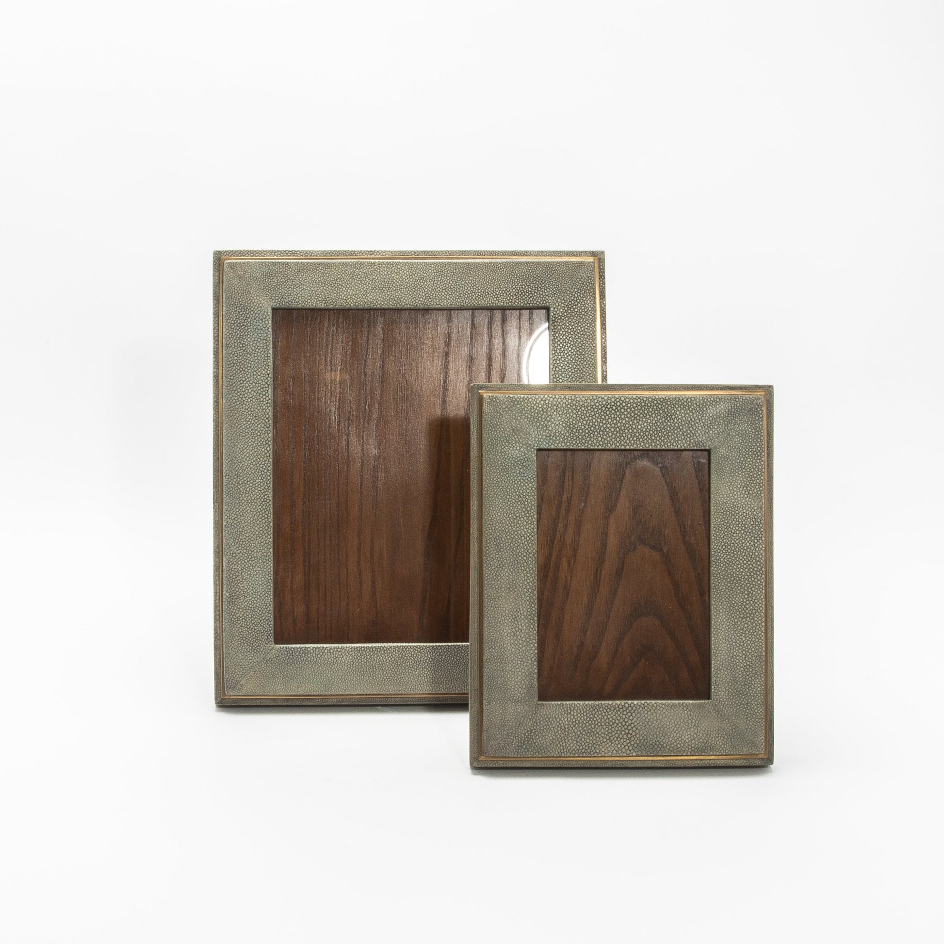 Picture Frame in Grey Shagreen with Brass Indentation by R&Y Augousti