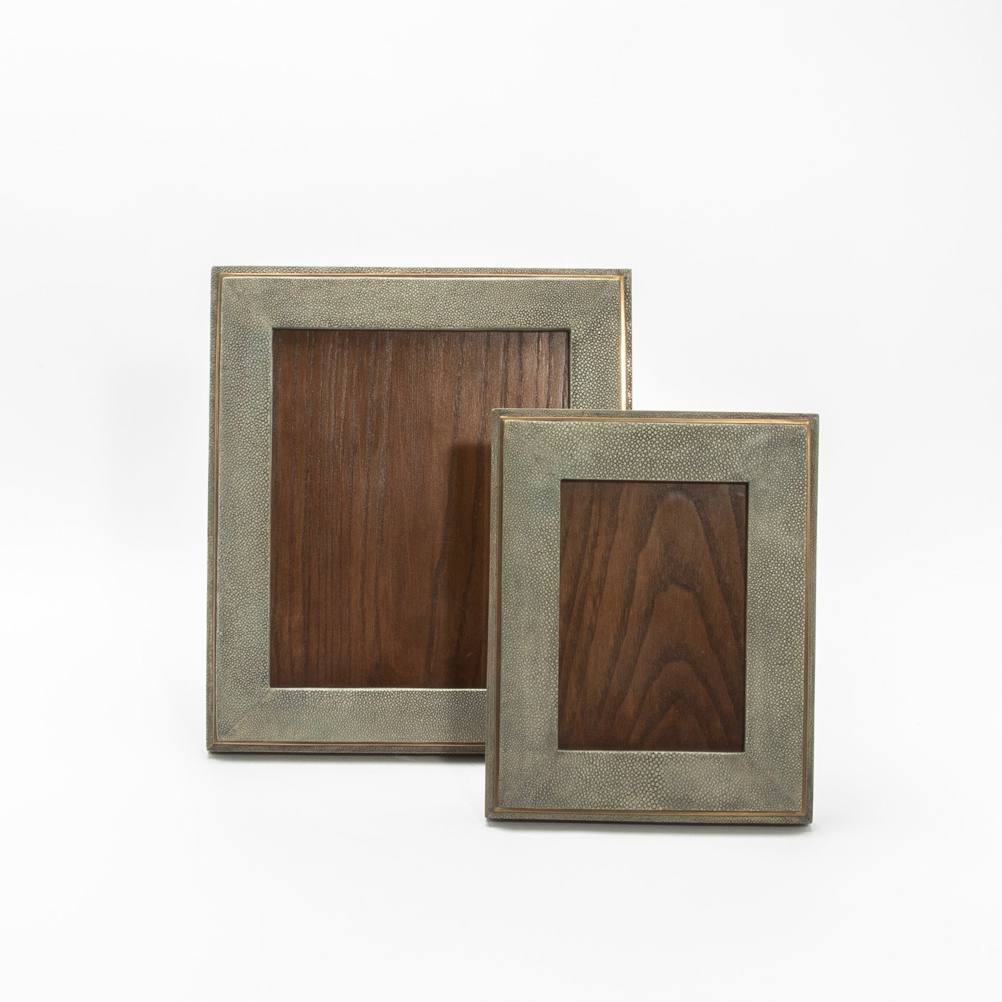 Picture Frame in Grey Shagreen with Brass Indentation by R&Y Augousti