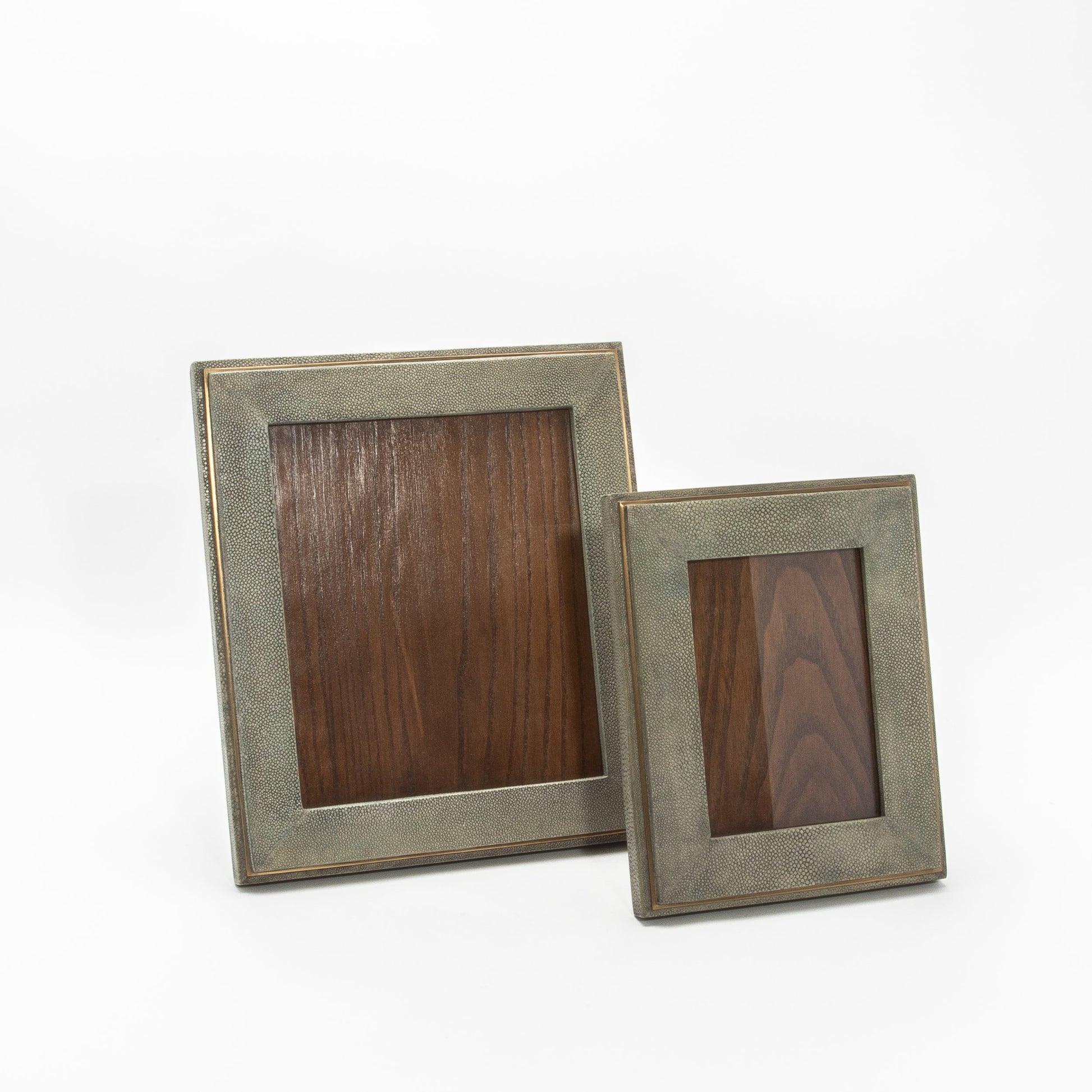Picture Frame in Grey Shagreen with Brass Indentation by R&Y Augousti