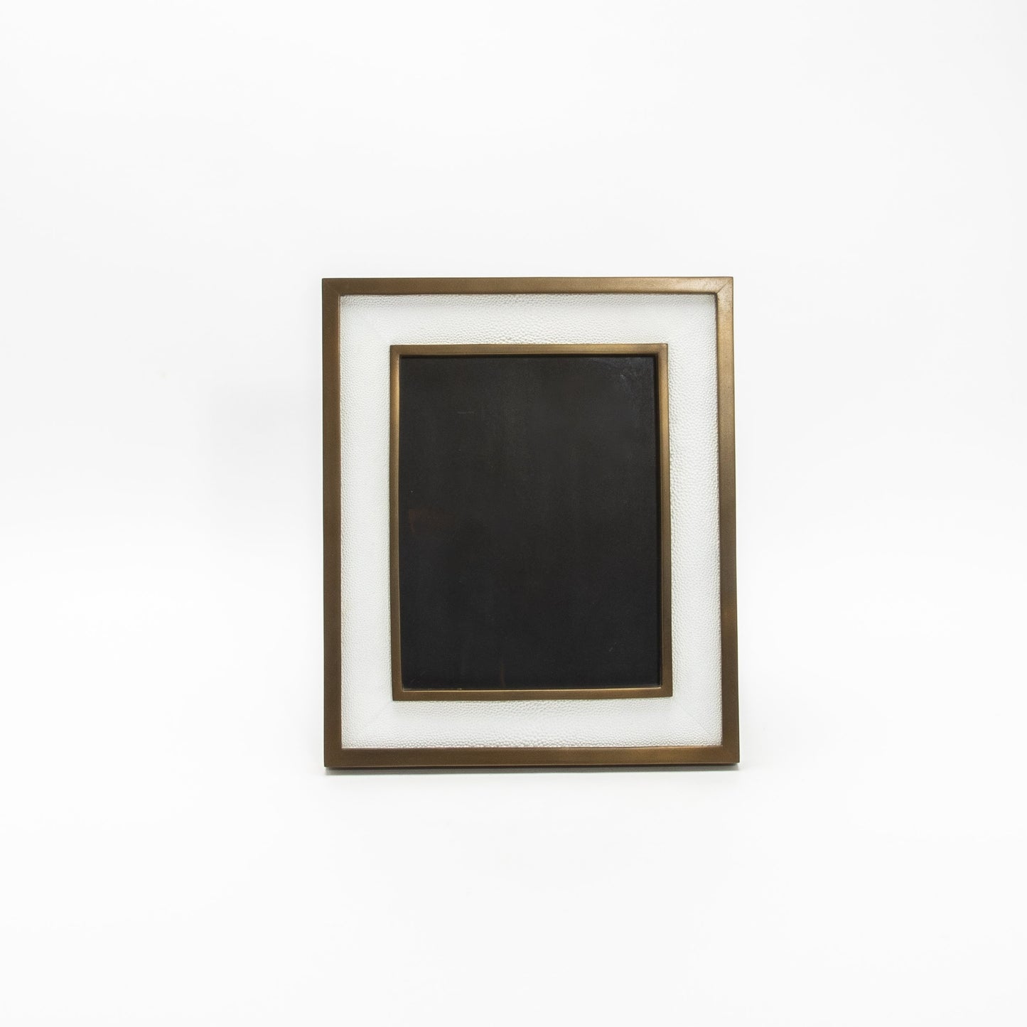 Picture Frame in White Shagreen with Brass Details by KIFU Paris