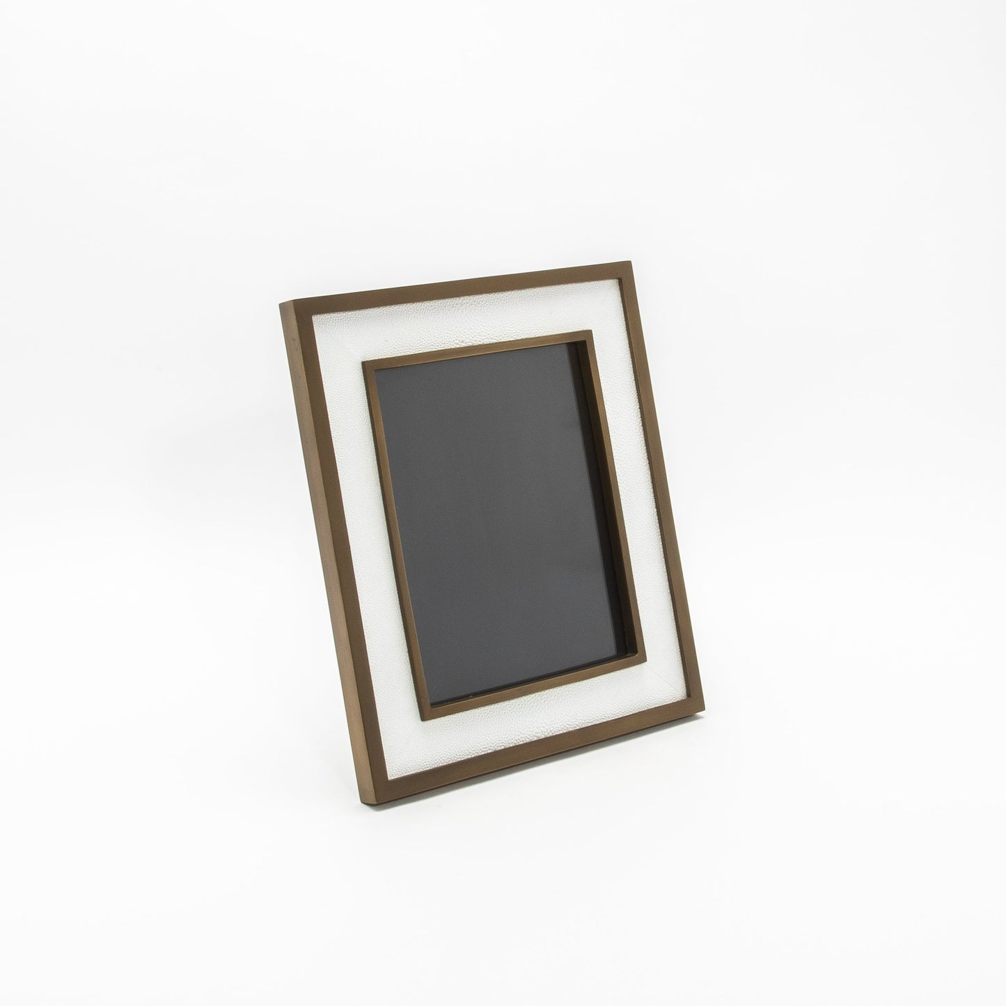 Picture Frame in White Shagreen with Brass Details by KIFU Paris
