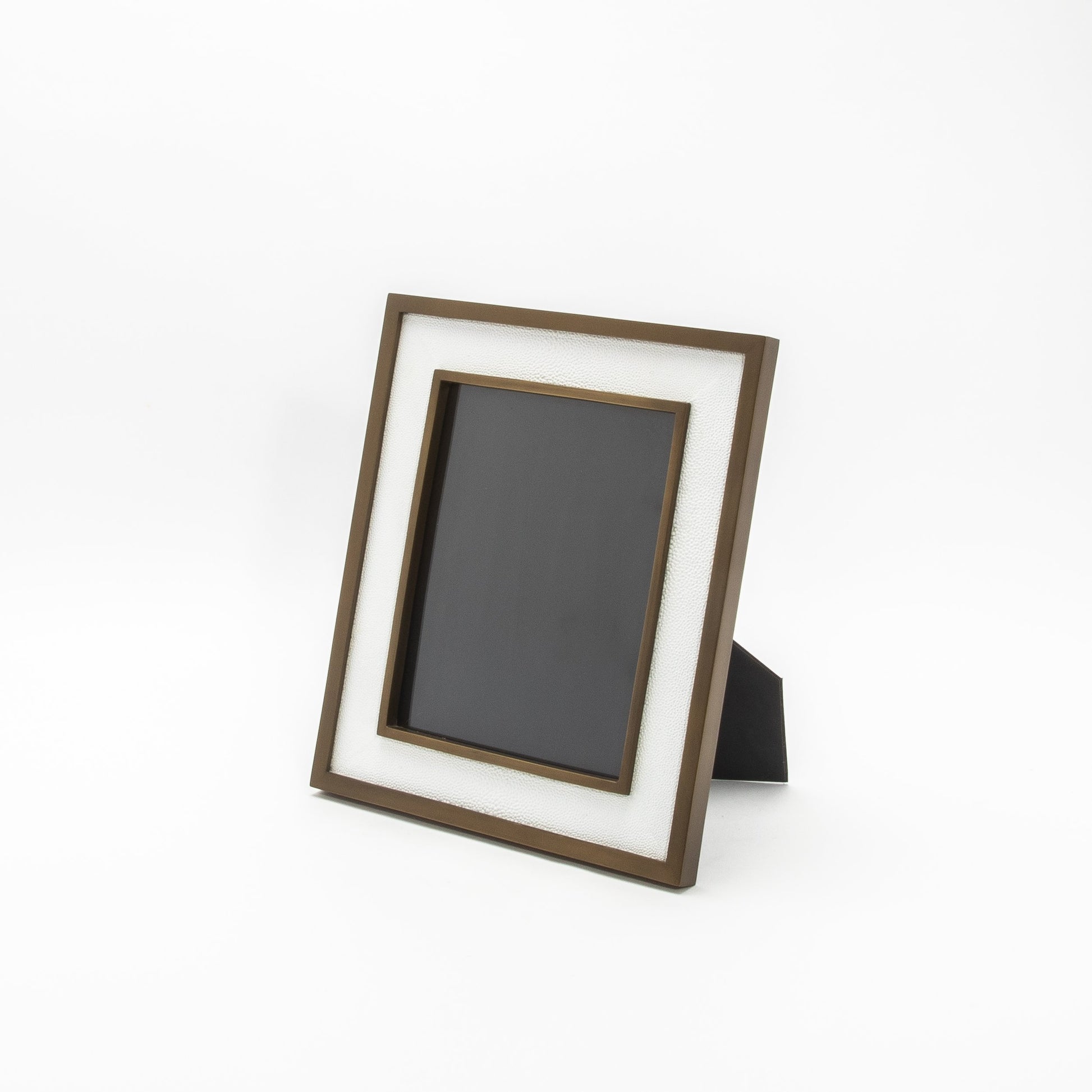 Picture Frame in White Shagreen with Brass Details by KIFU Paris