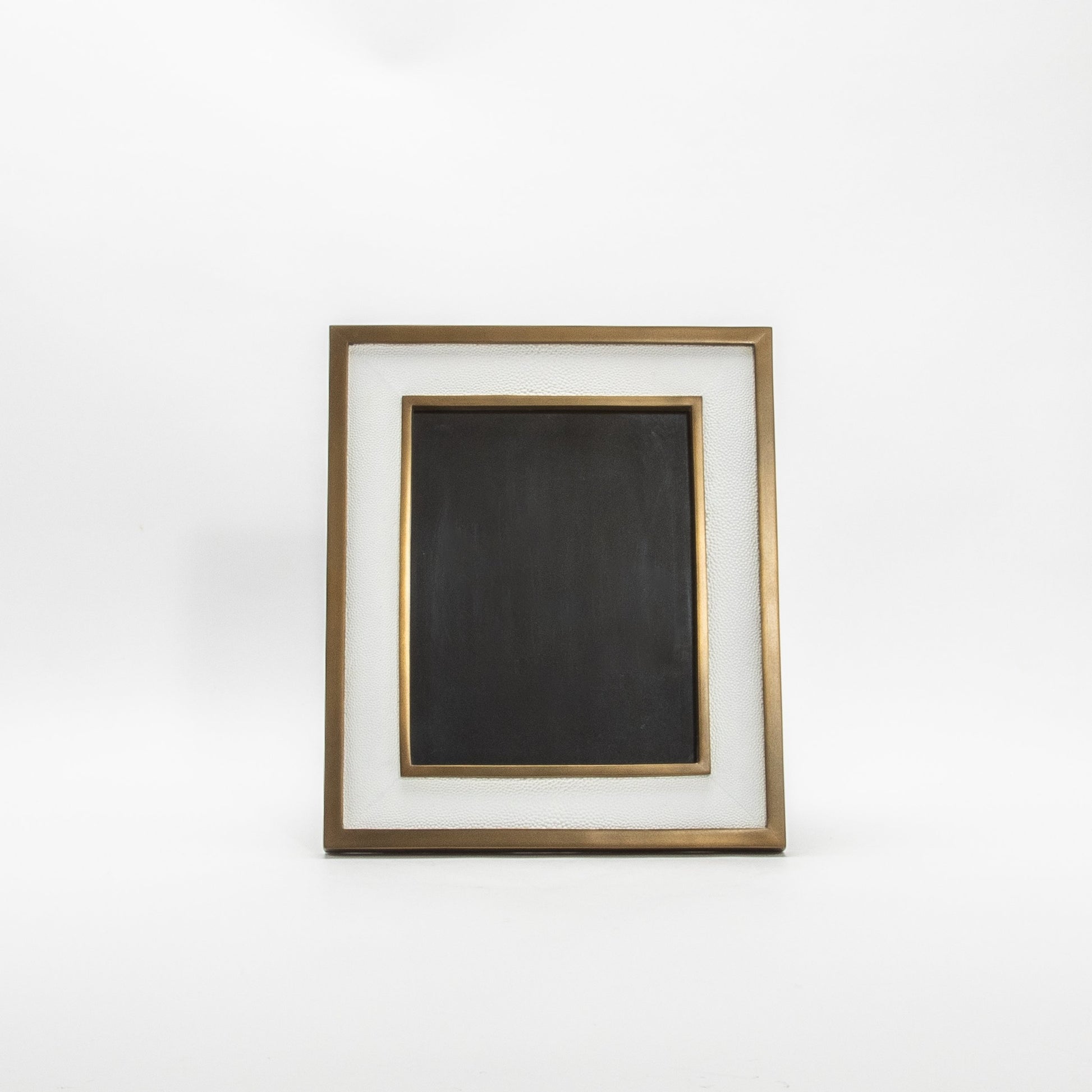 Picture Frame in White Shagreen with Brass Details by KIFU Paris