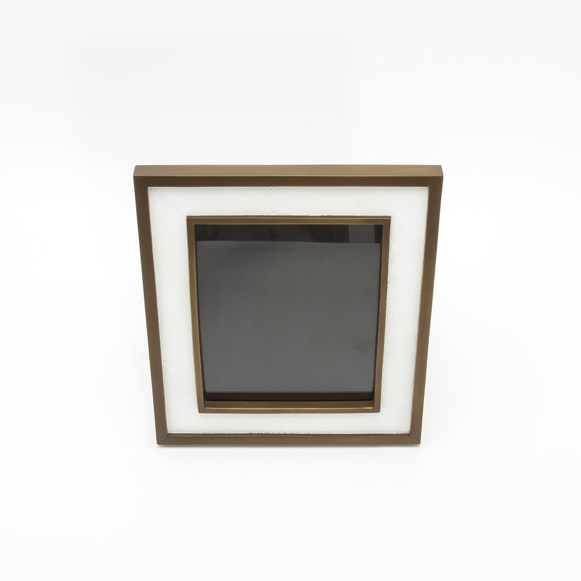 Picture Frame in White Shagreen with Brass Details by KIFU Paris