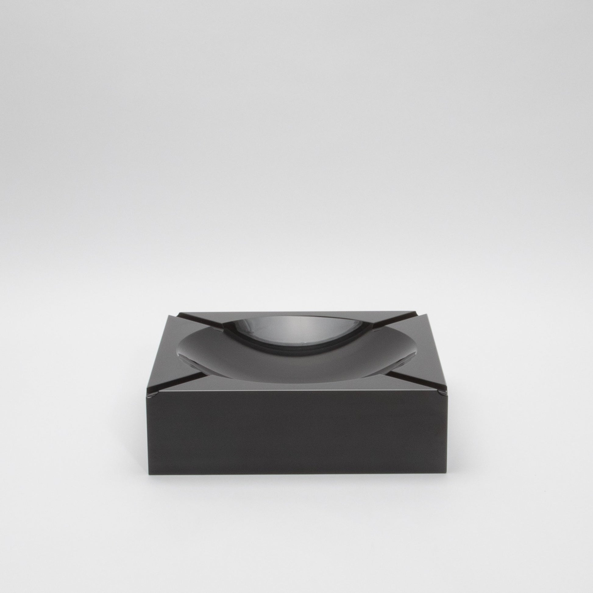 Black Crystal Cigar Ashtray by KA Glass