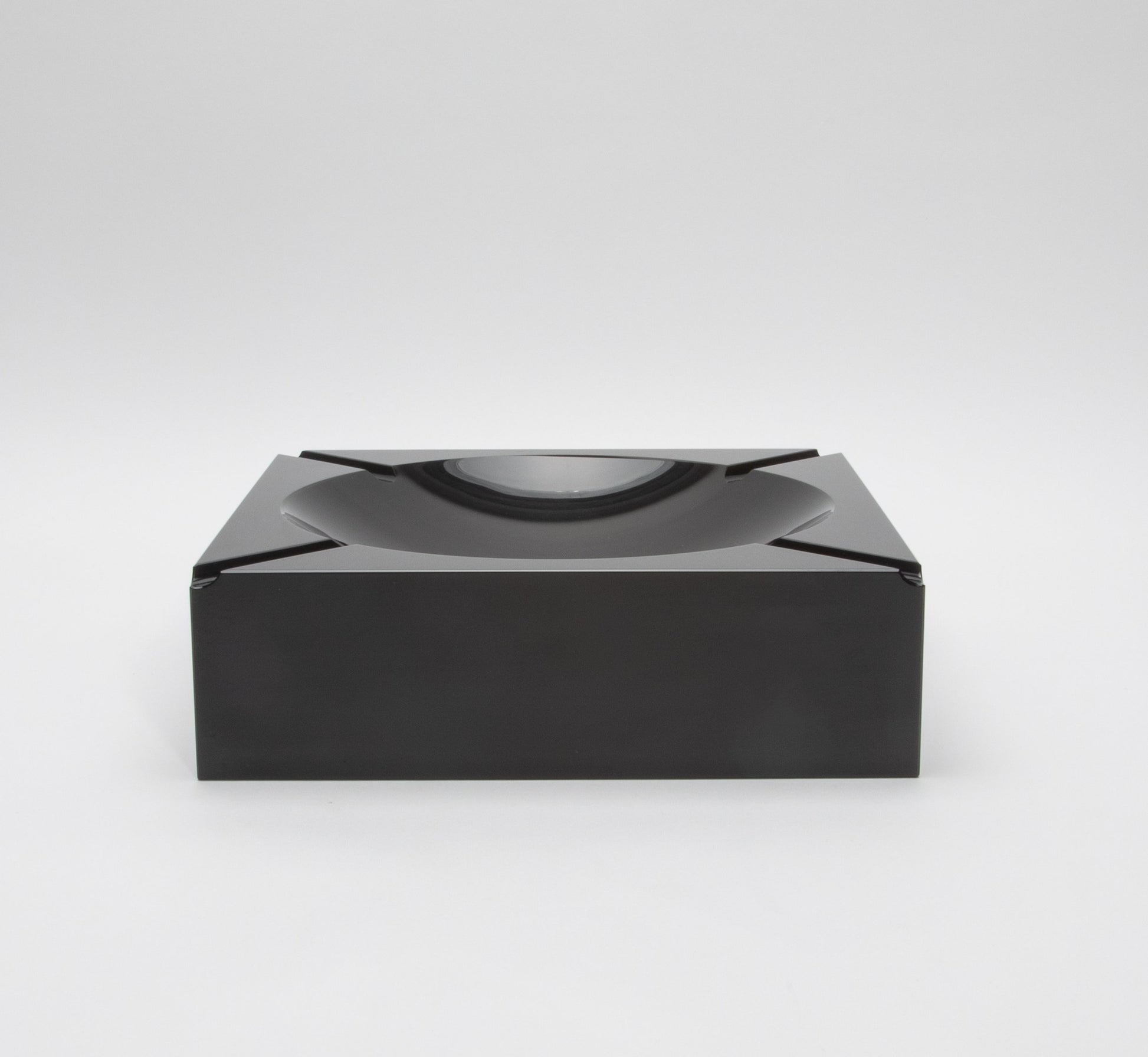 Black Crystal Cigar Ashtray by KA Glass