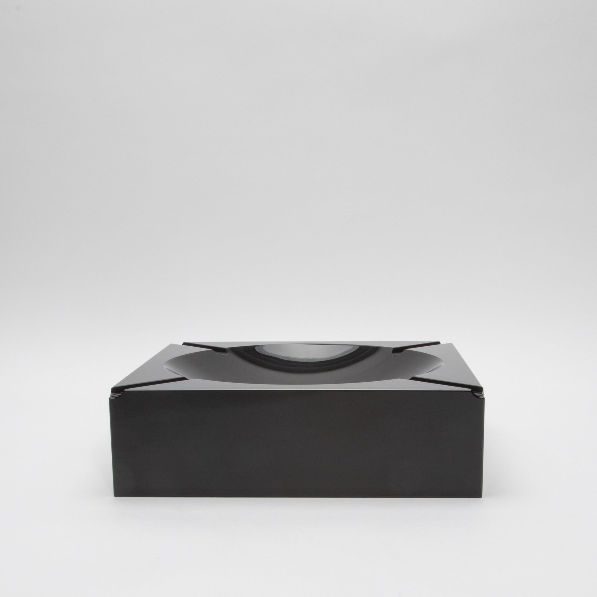 Black Crystal Cigar Ashtray by KA Glass