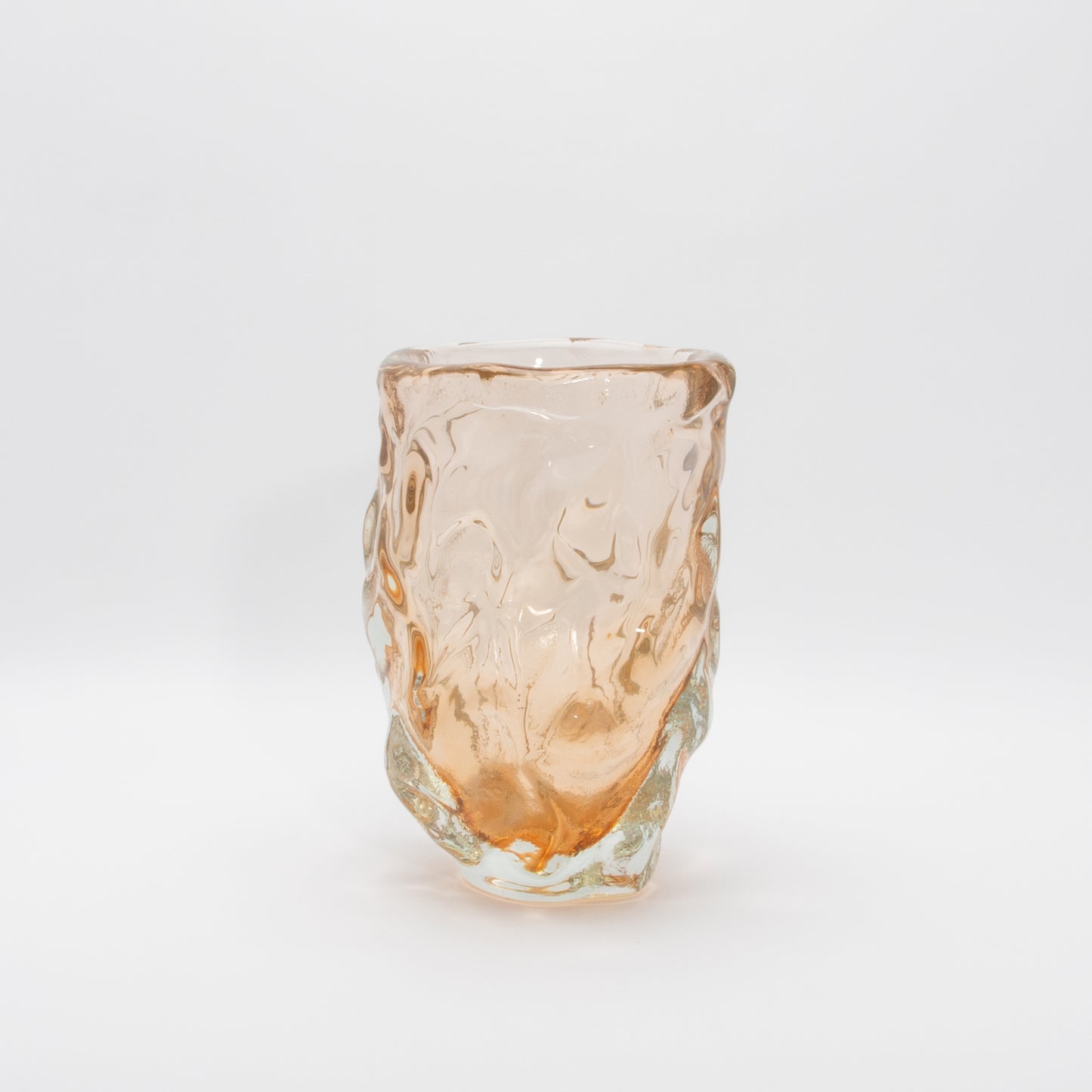 Hand-blown Murano Sculptural Vase in Rose Gold