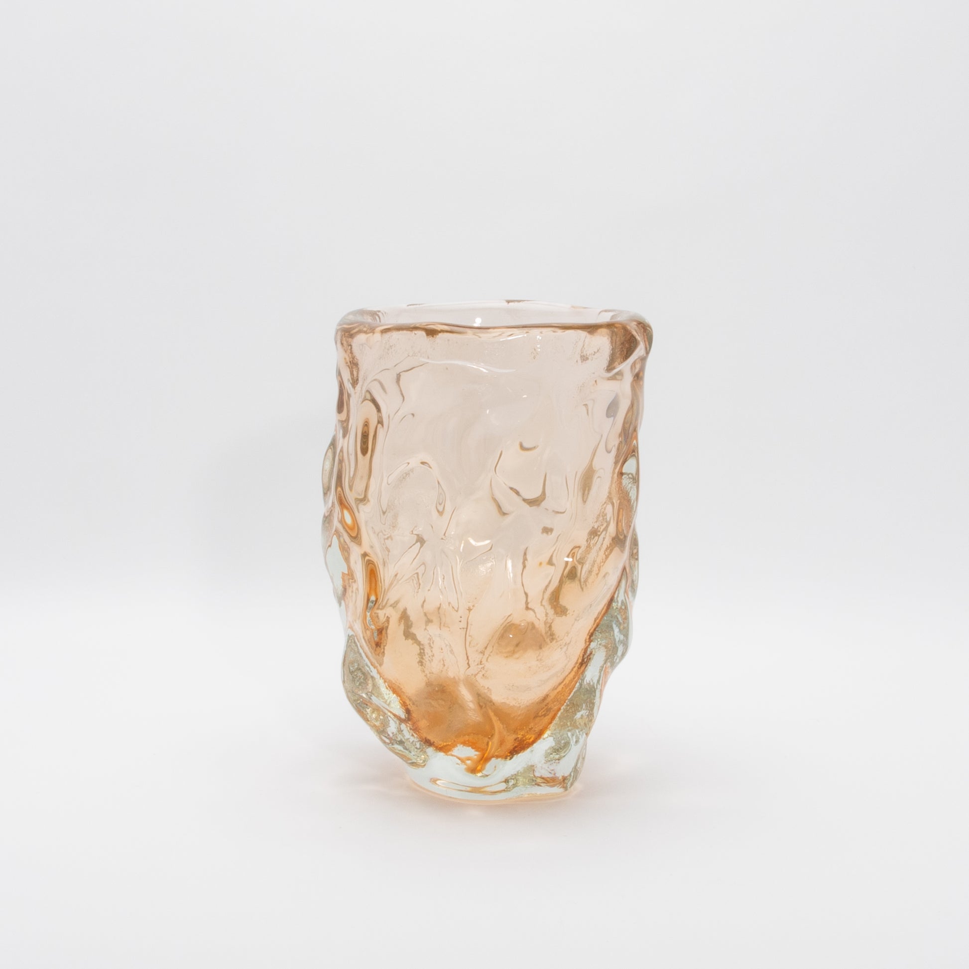 Hand-blown Murano Sculptural Vase in Rose Gold