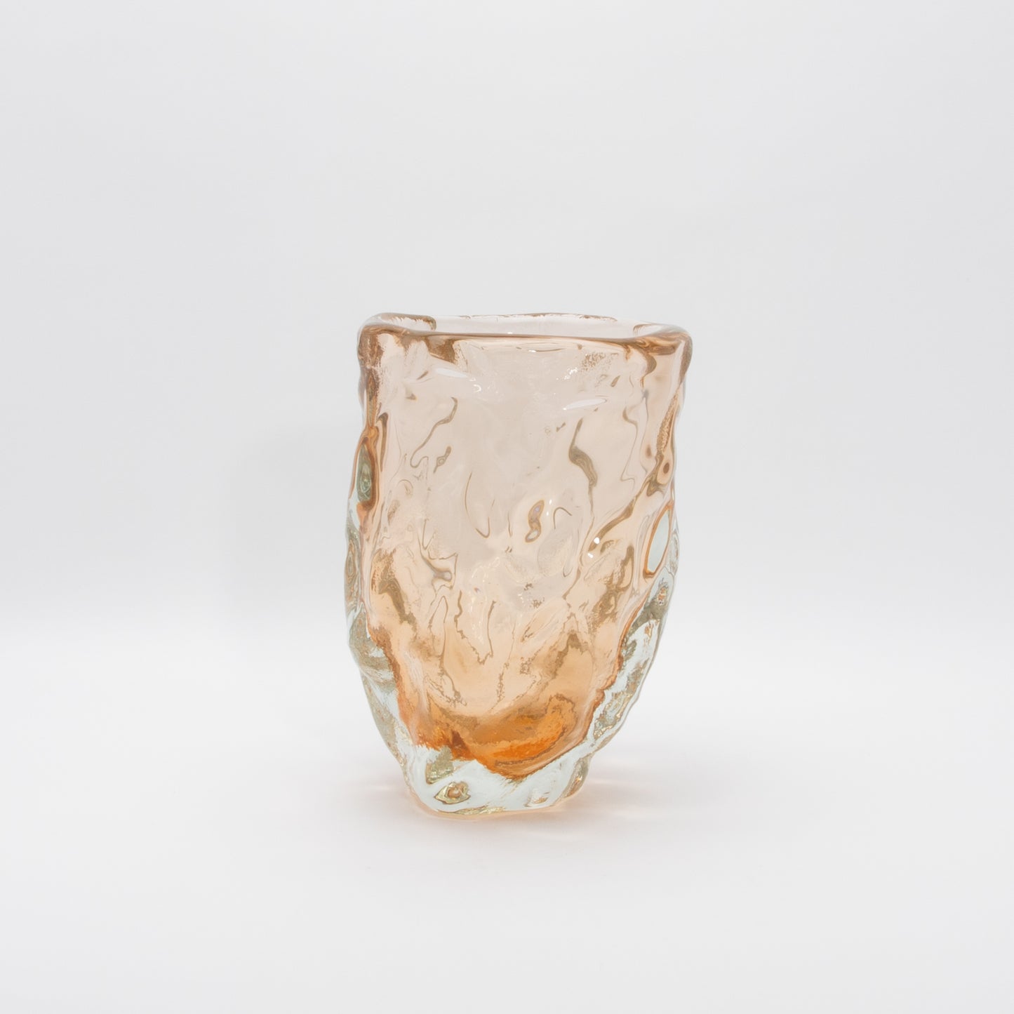 Hand-blown Murano Sculptural Vase in Rose Gold