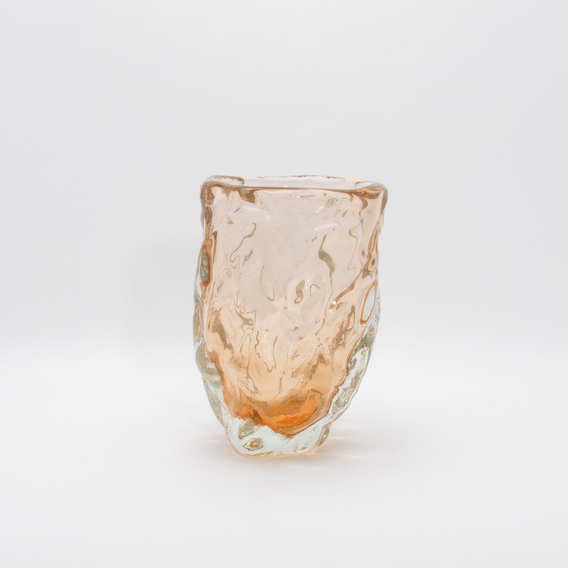 Hand-blown Murano Sculptural Vase in Rose Gold