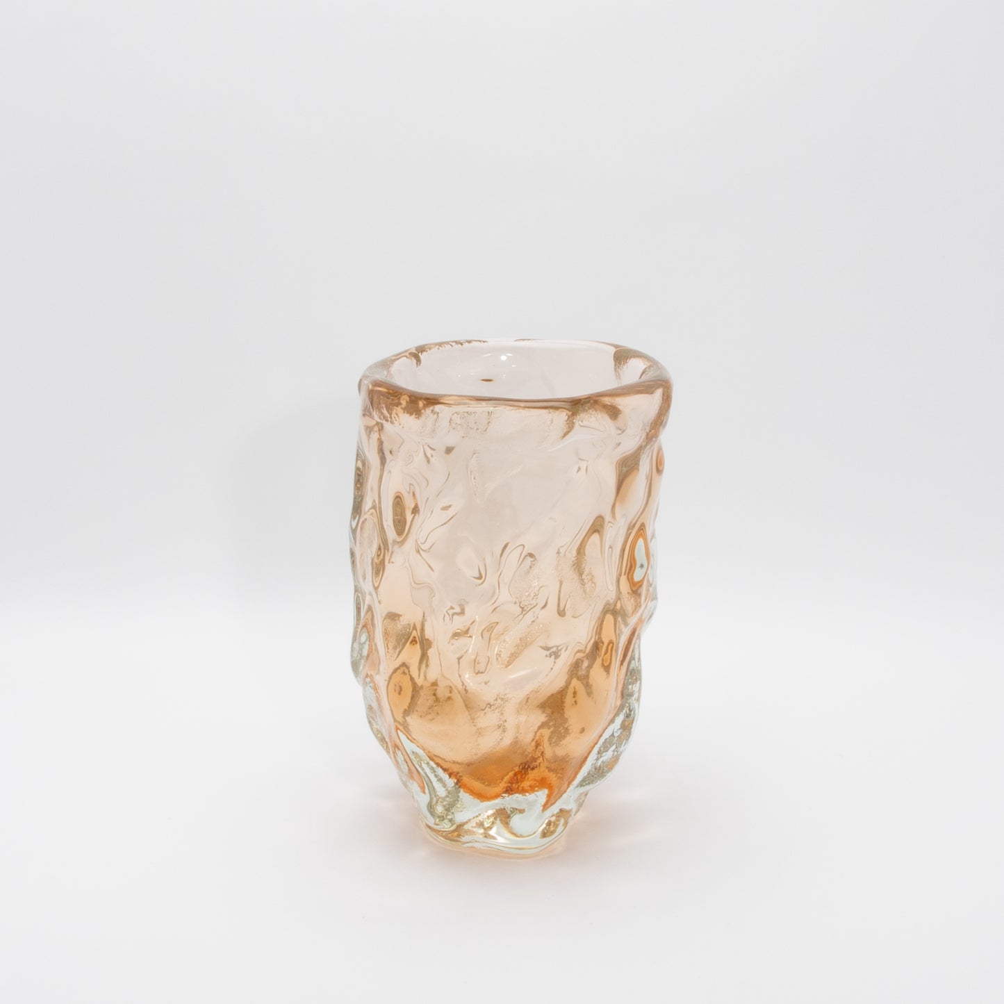 Hand-blown Murano Sculptural Vase in Rose Gold