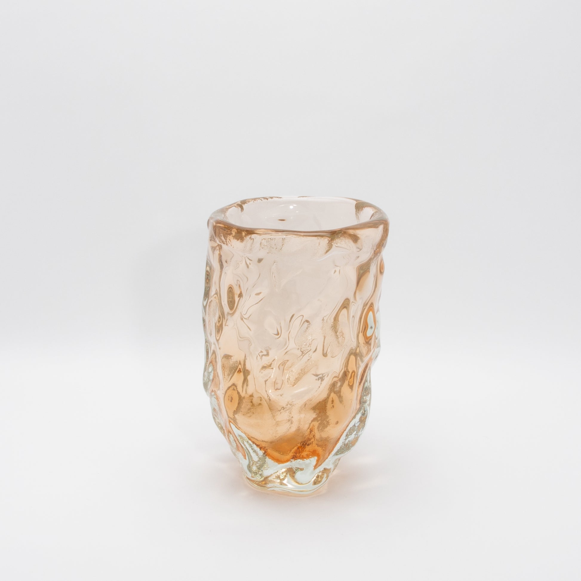 Hand-blown Murano Sculptural Vase in Rose Gold