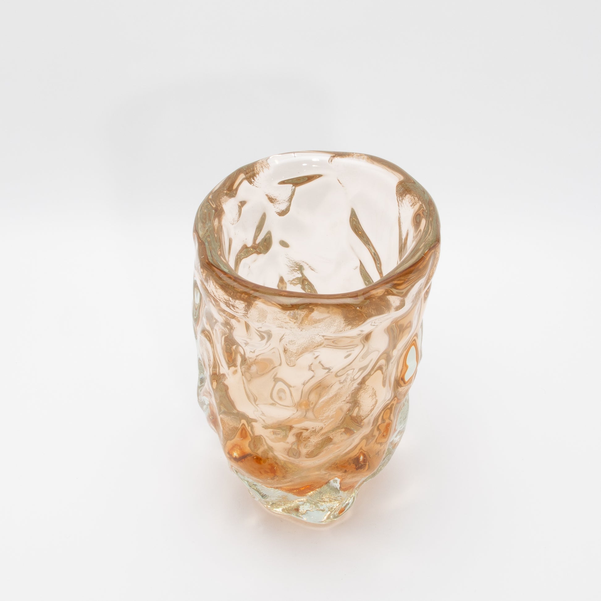 Hand-blown Murano Sculptural Vase in Rose Gold