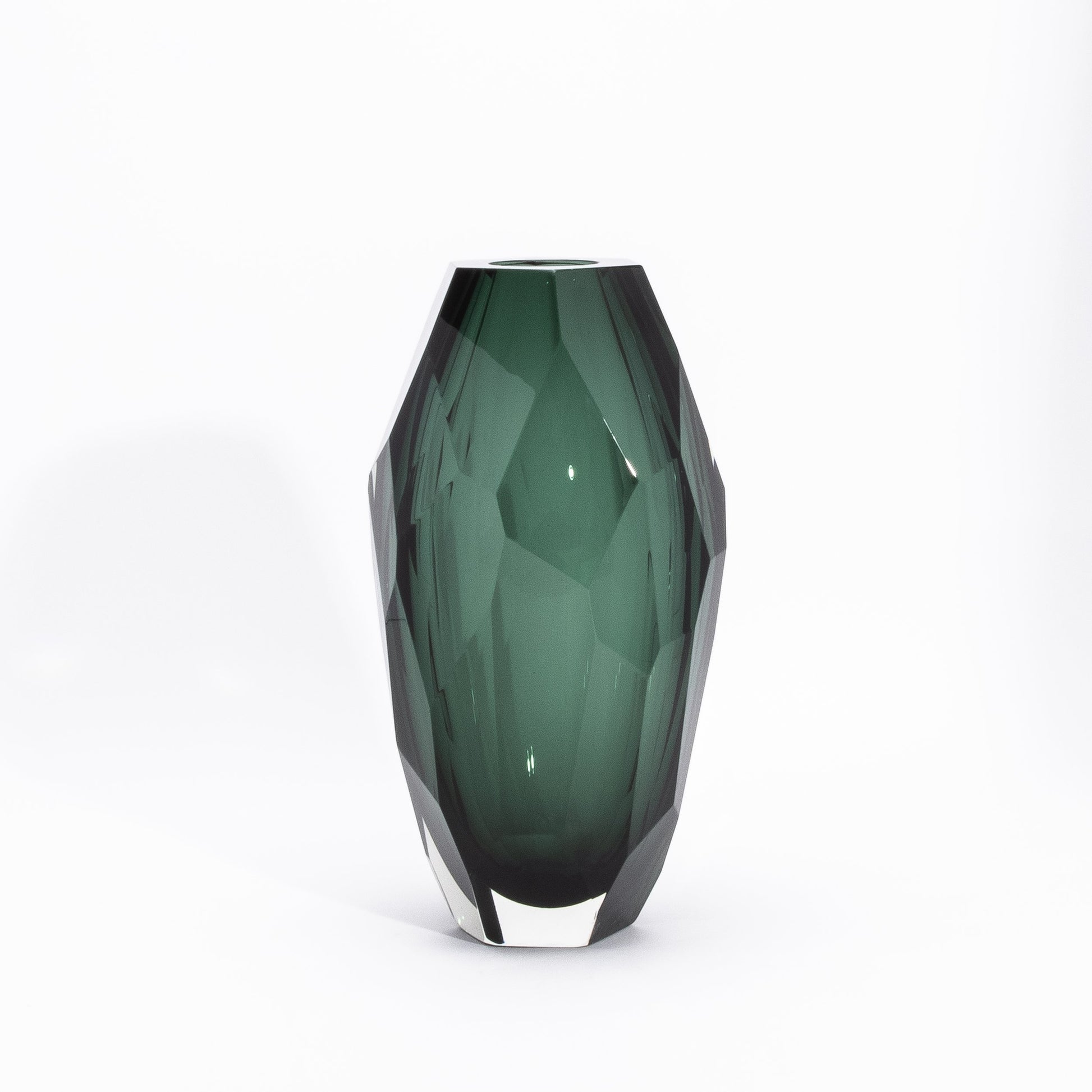 Murano Faceted Vase in Eucalyptus Green
