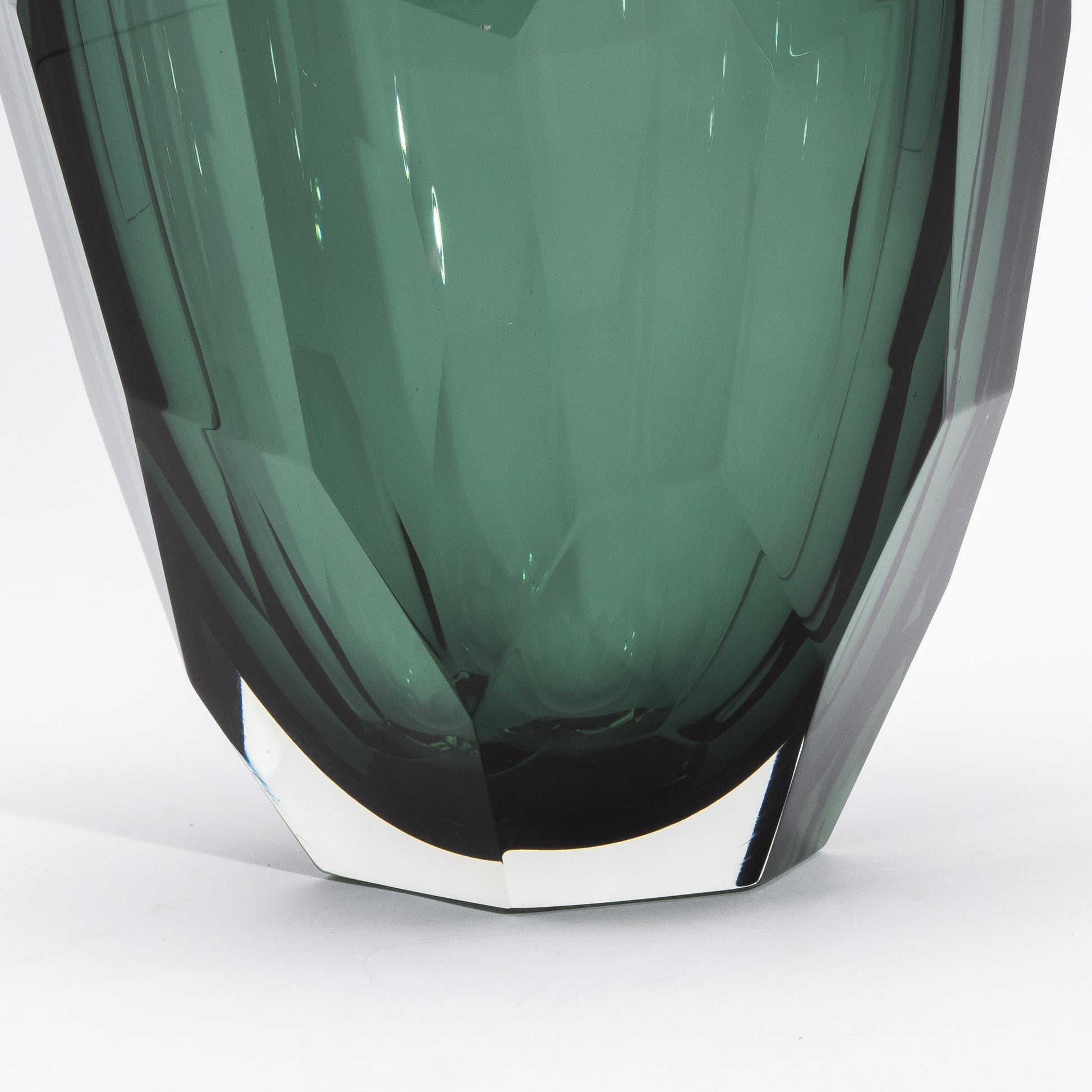 Murano Faceted Vase in Eucalyptus Green