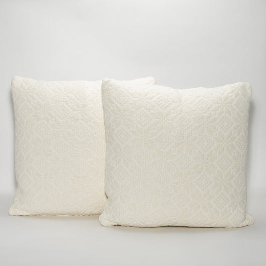 White Textured Pillow by MOGUL