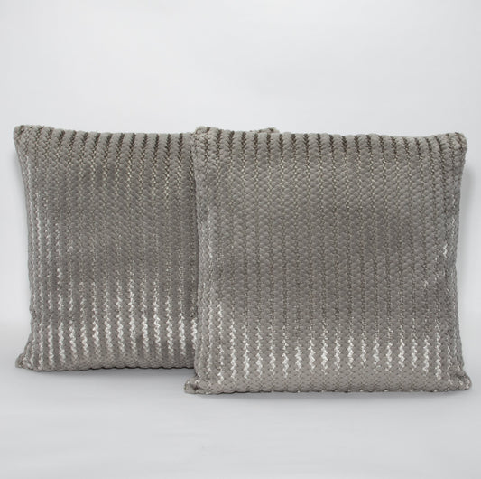 Silver Mixed Textured Pillow by MOGUL