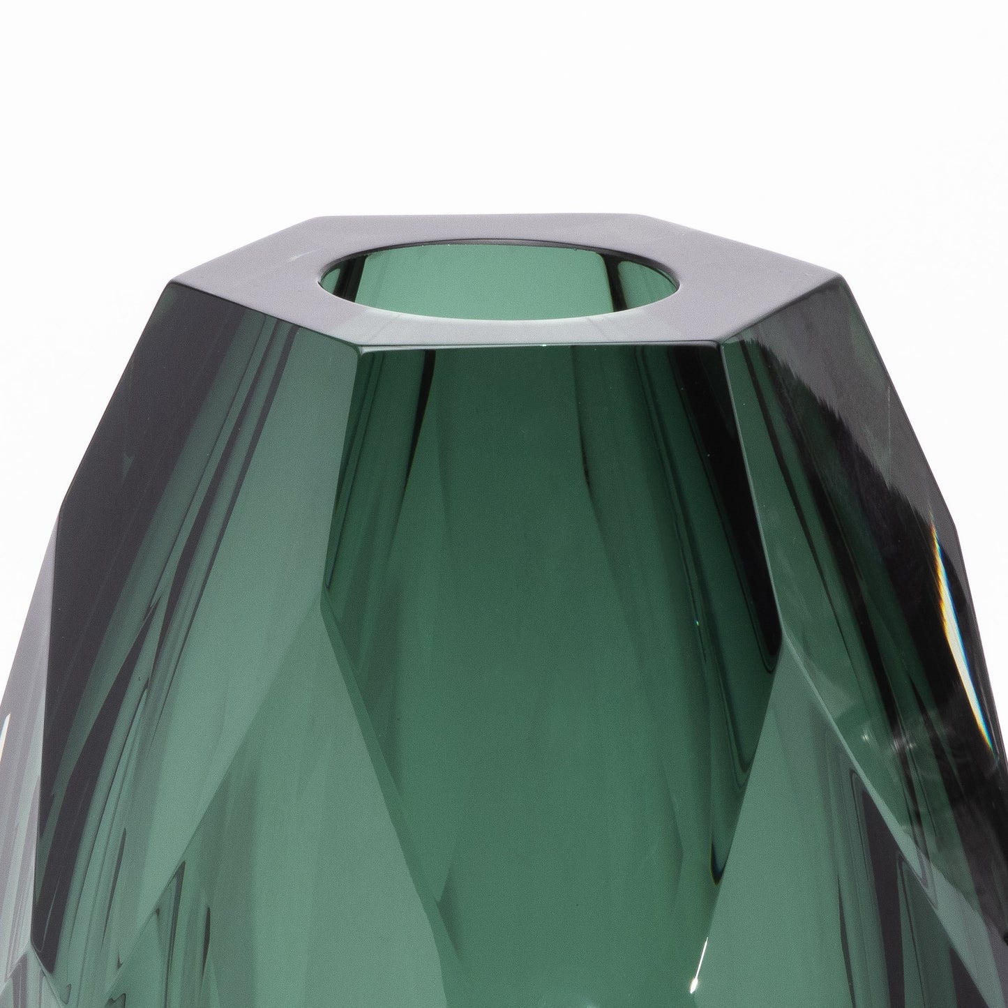 Murano Faceted Vase in Eucalyptus Green