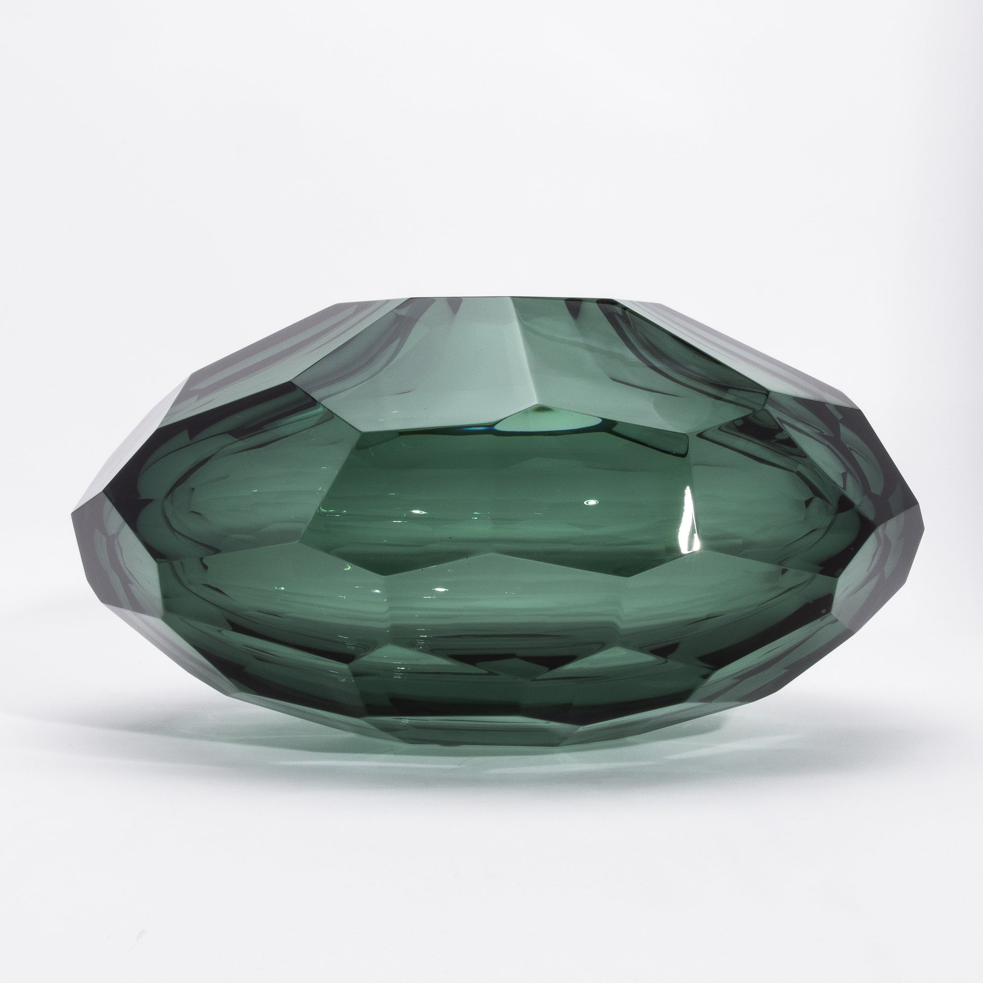 Murano Faceted Bowl in Eucalyptus Green