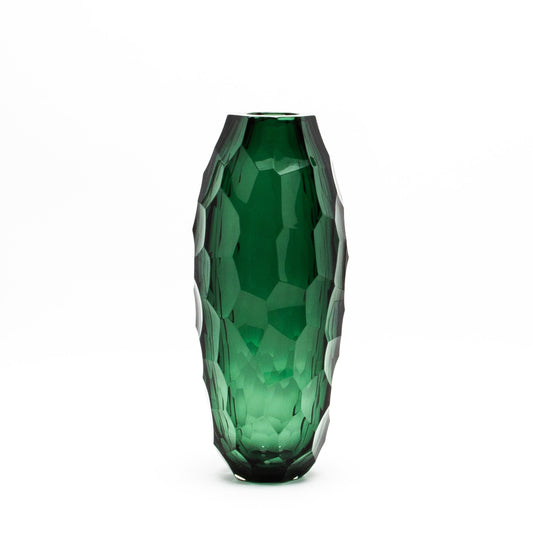 Murano Tall Faceted Vase in Emerald Green