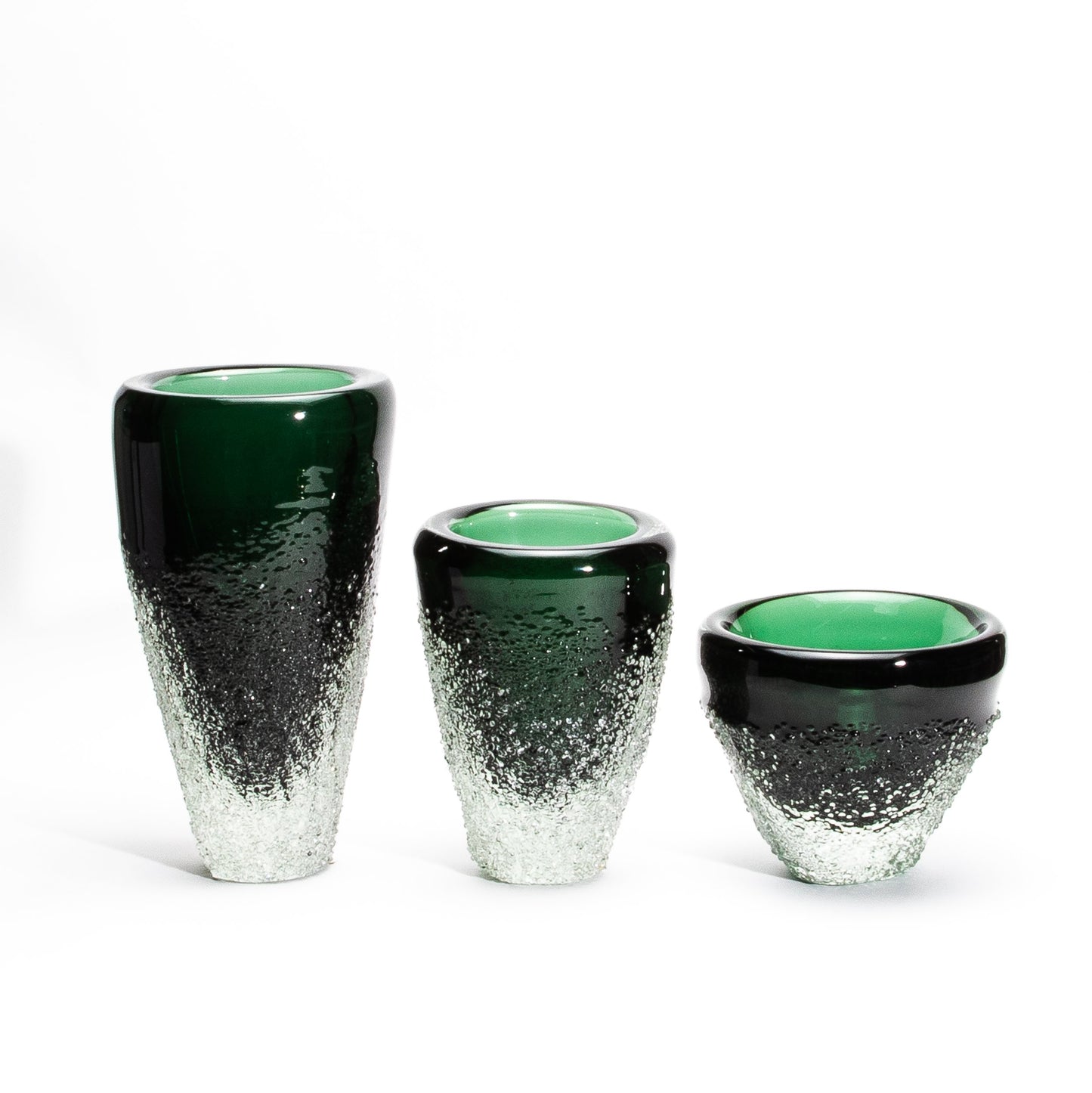 Murano Frozen Vase in Emerald Green
