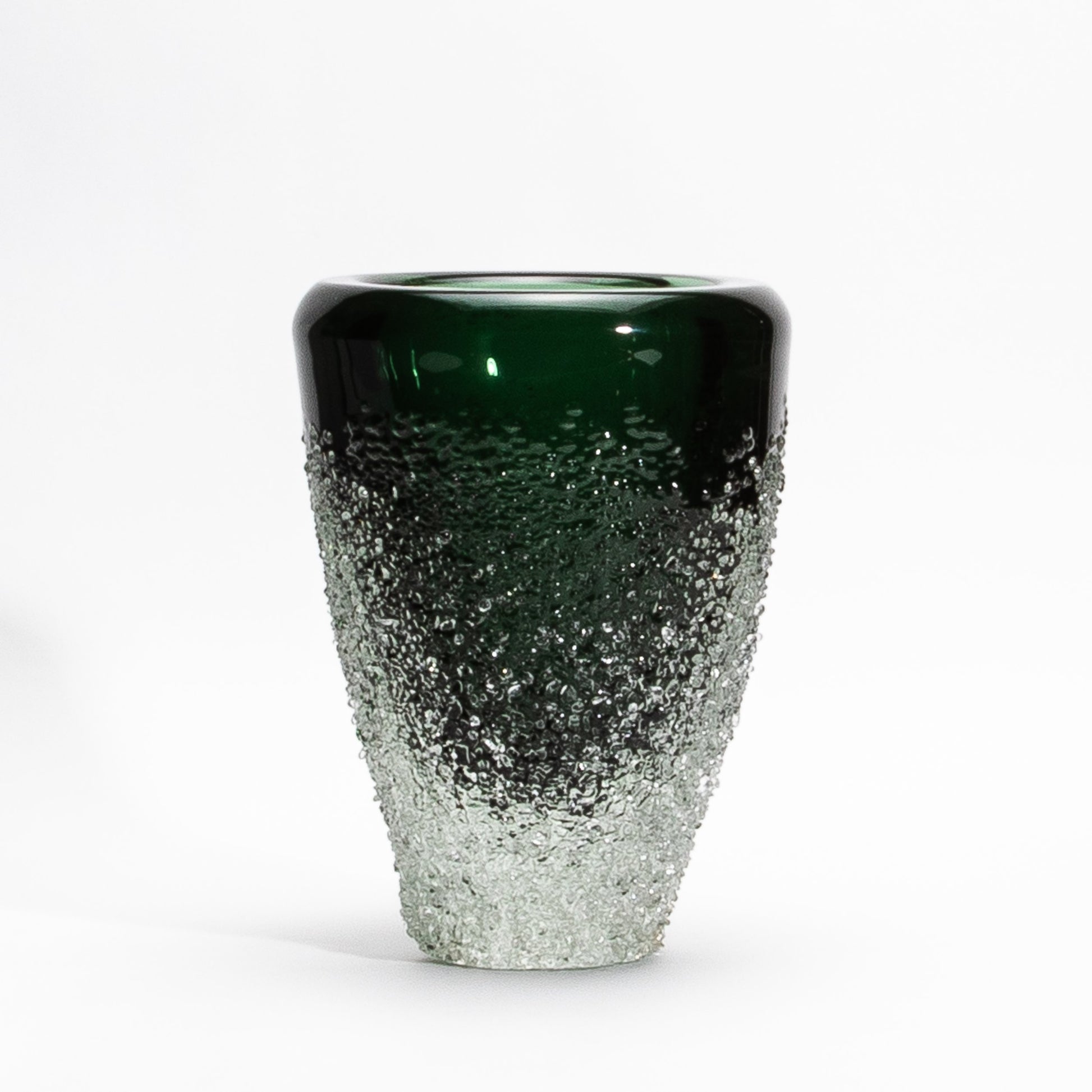 Murano Frozen Vase in Emerald Green