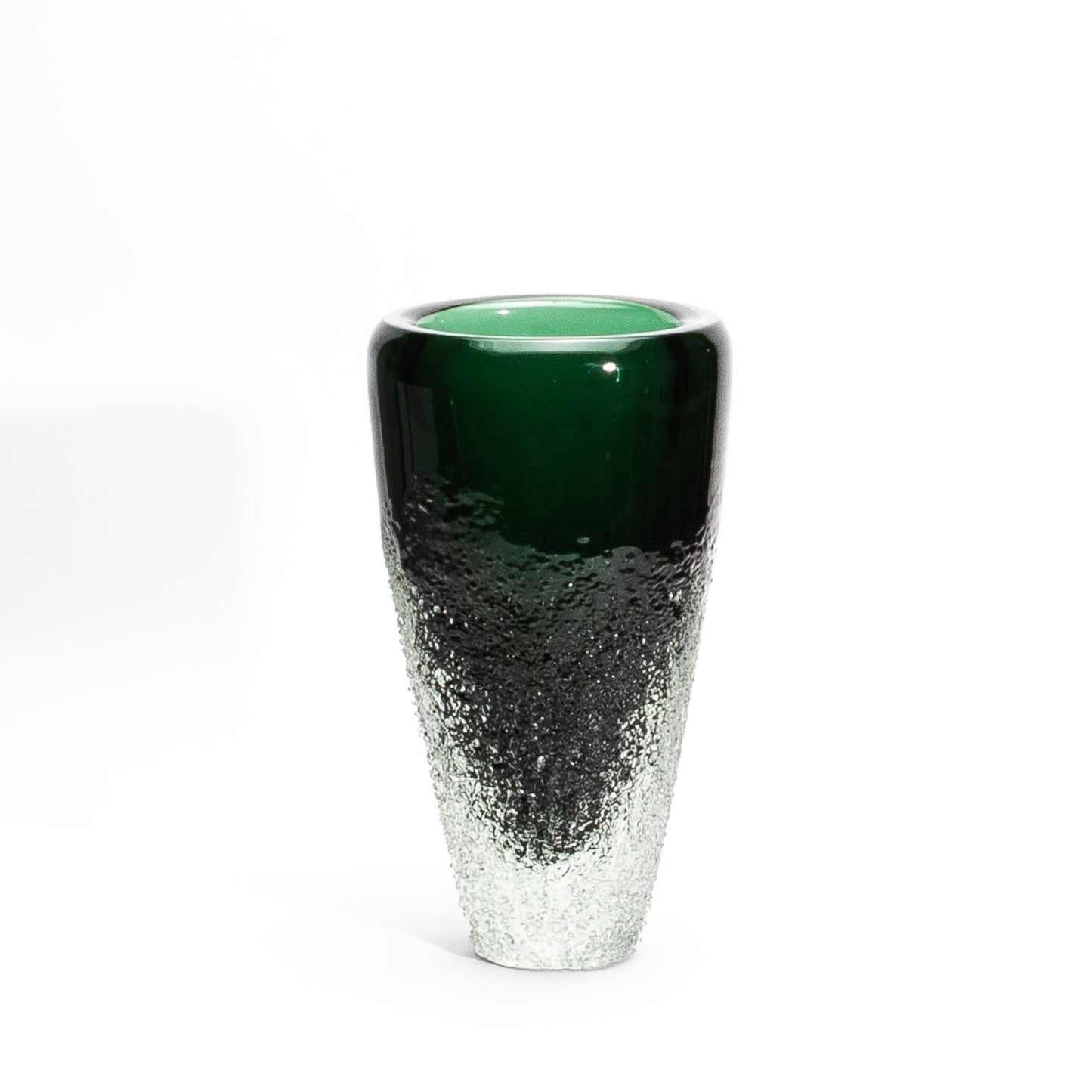 Murano Frozen Vase in Emerald Green