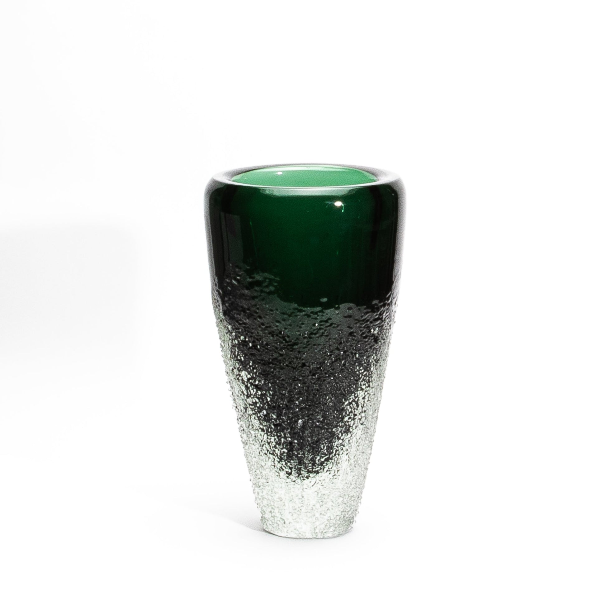 Murano Frozen Vase in Emerald Green