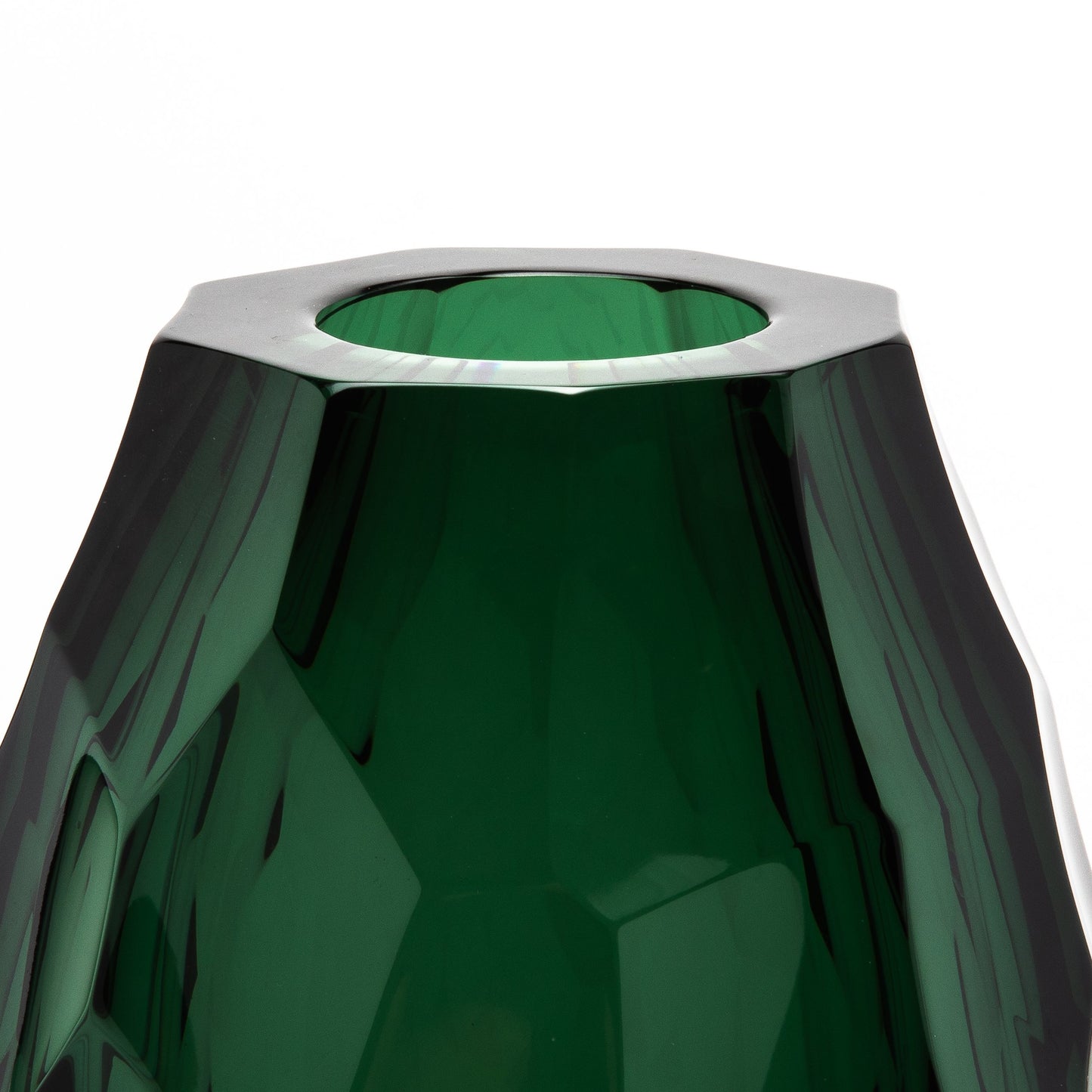 Murano Tall Faceted Vase in Emerald Green