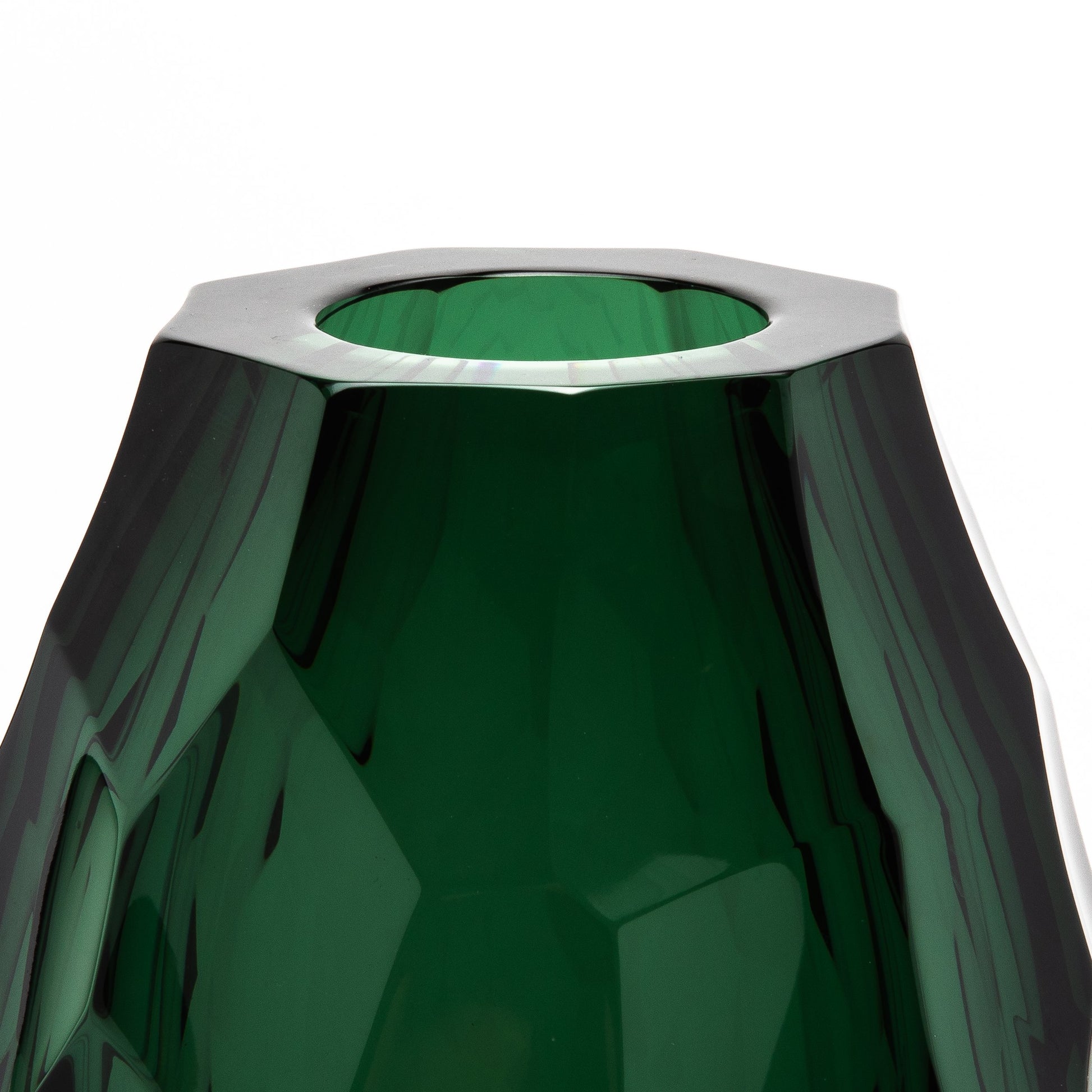 Murano Tall Faceted Vase in Emerald Green