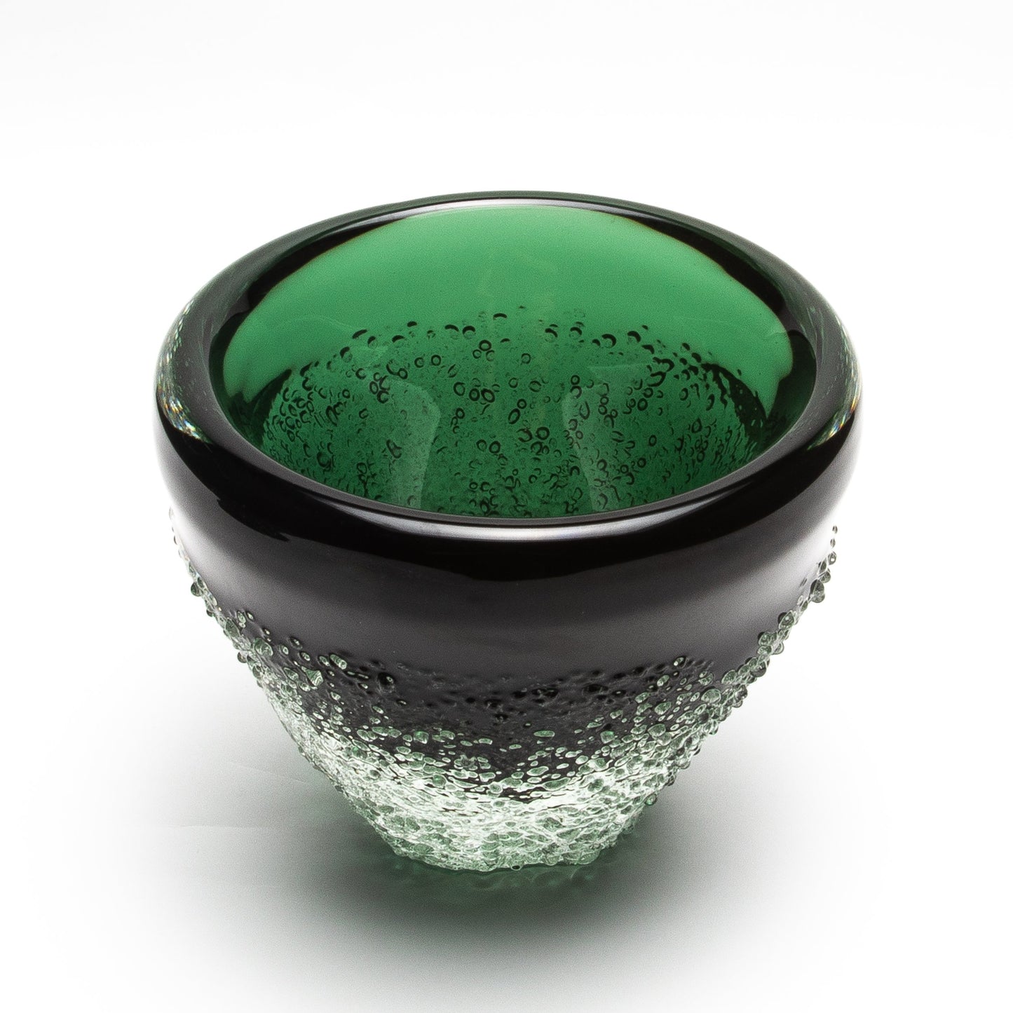 Murano Frozen Vase in Emerald Green