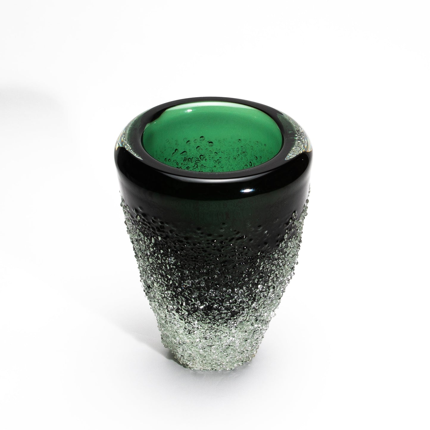 Murano Frozen Vase in Emerald Green