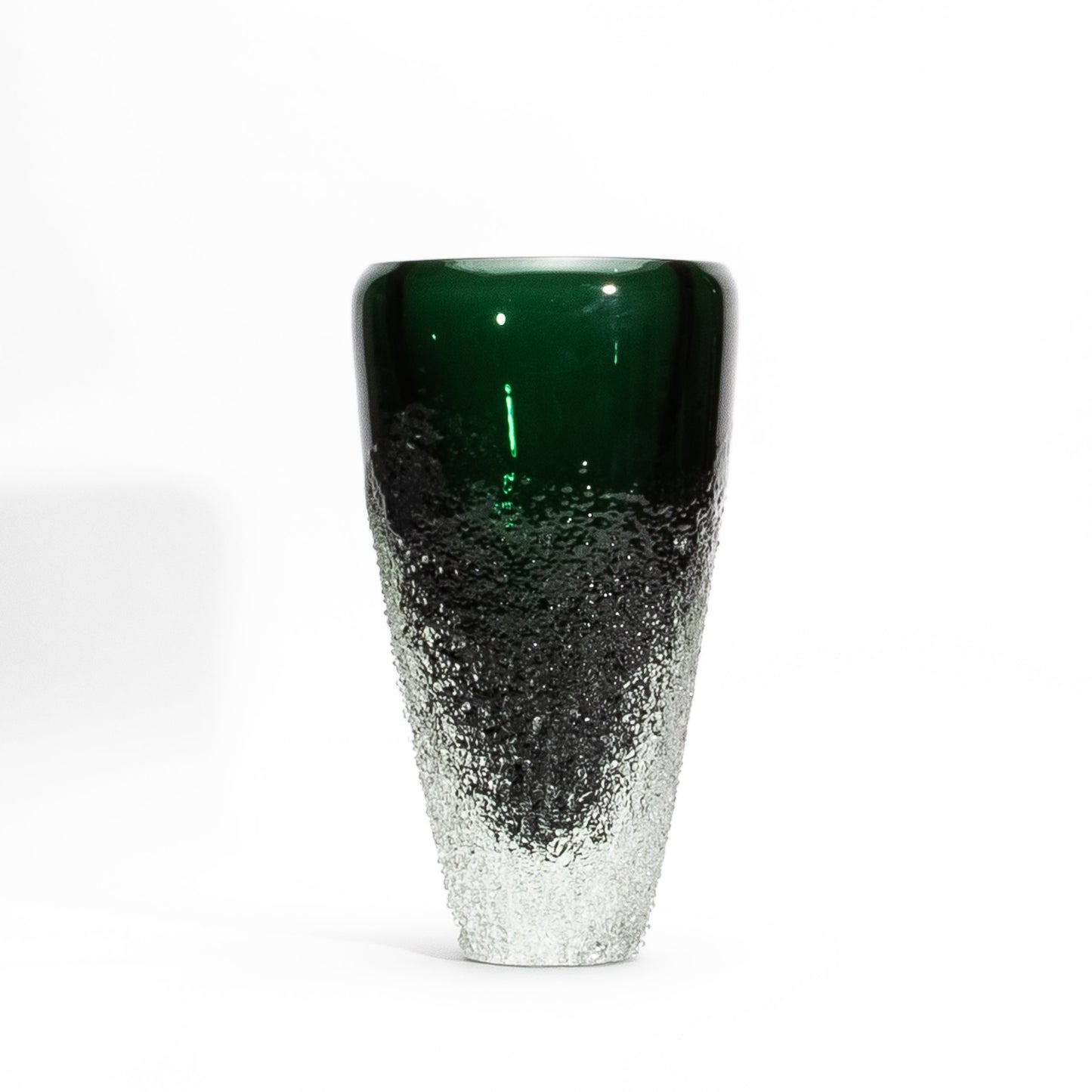 Murano Frozen Vase in Emerald Green