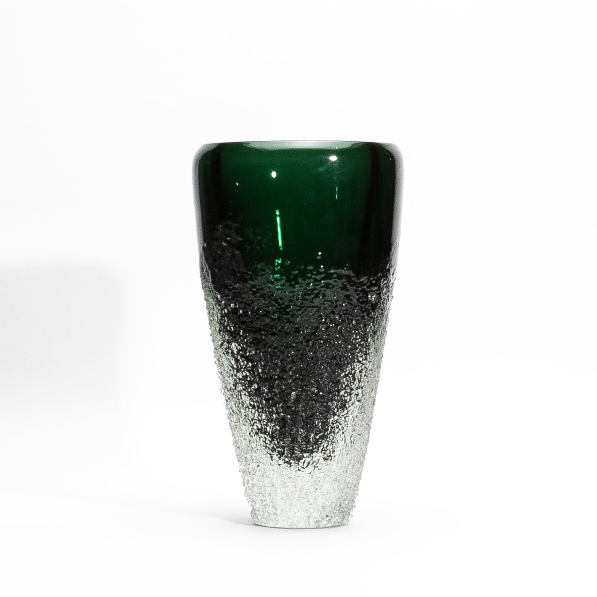 Murano Frozen Vase in Emerald Green