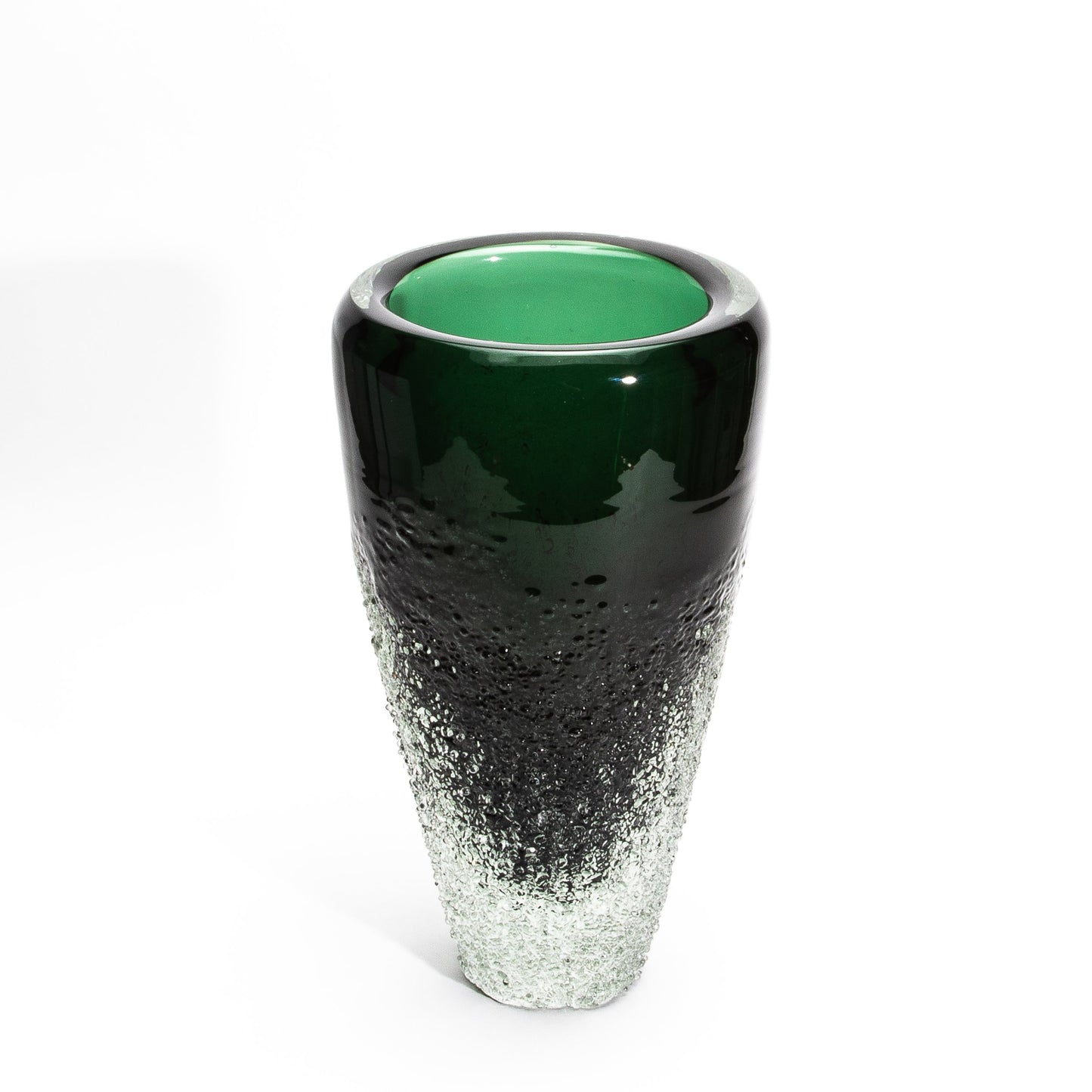 Murano Frozen Vase in Emerald Green