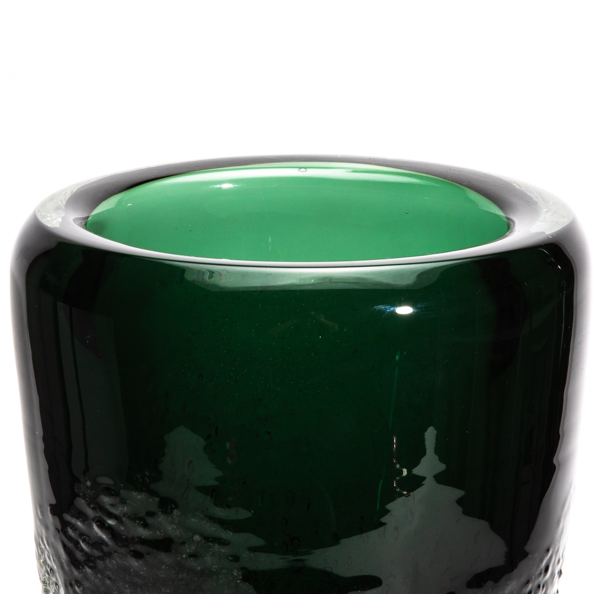Murano Frozen Vase in Emerald Green