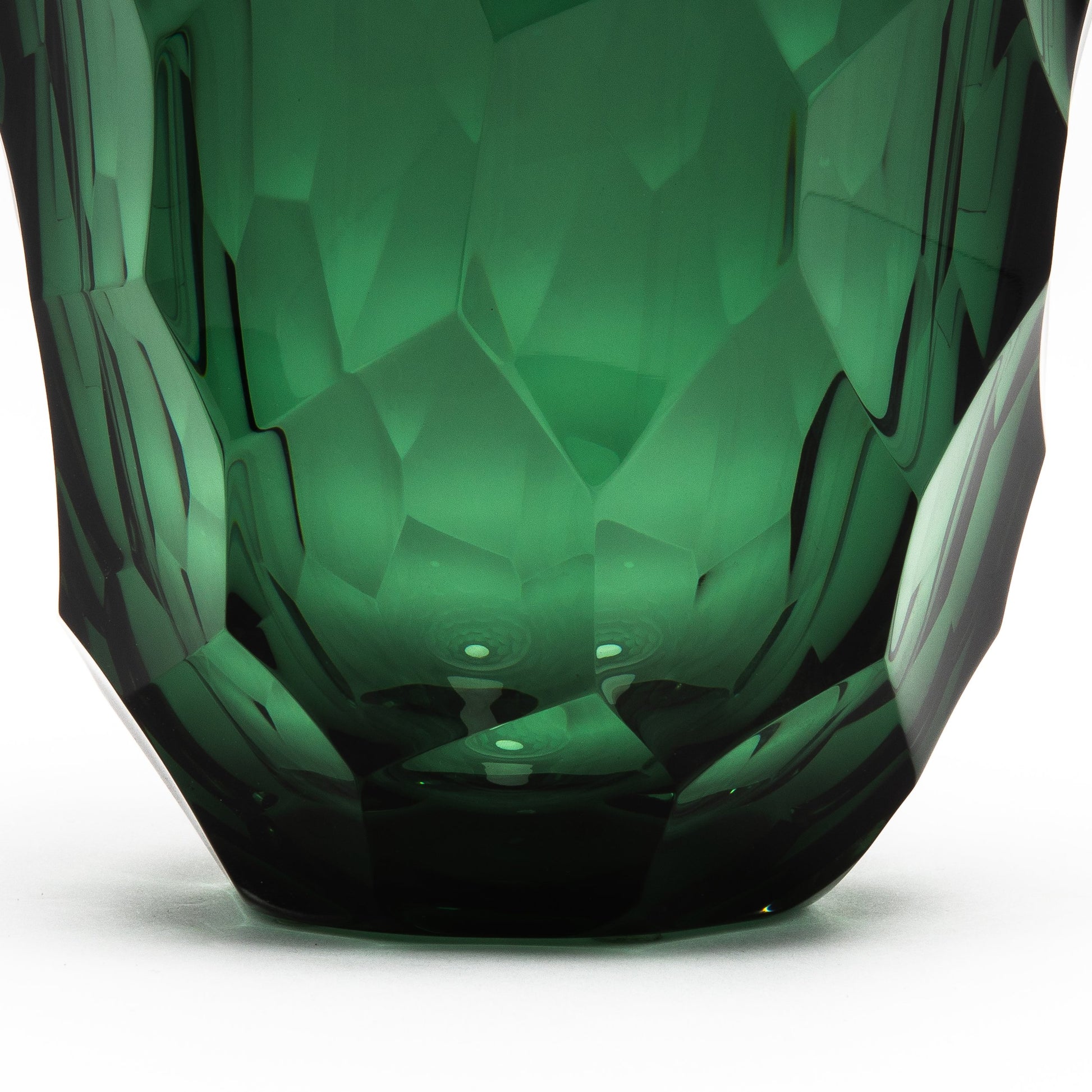 Murano Tall Faceted Vase in Emerald Green