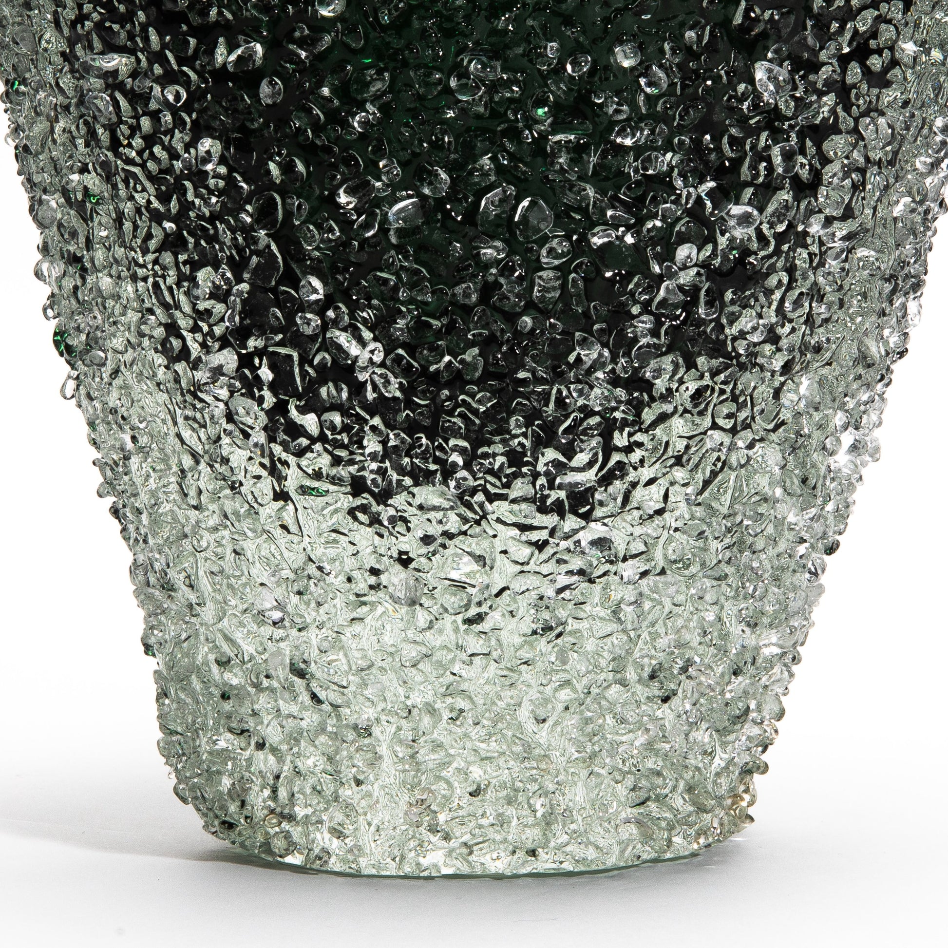 Murano Frozen Vase in Emerald Green