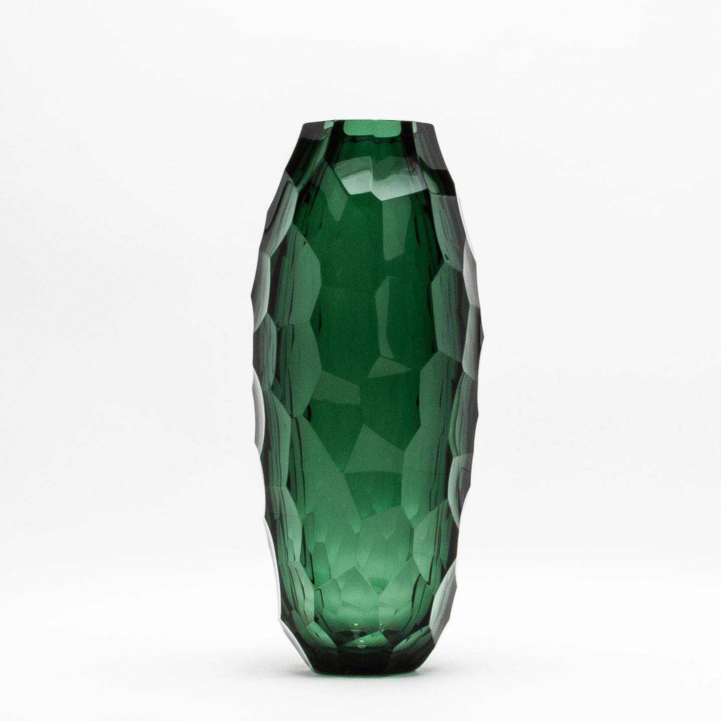 Murano Tall Faceted Vase in Emerald Green