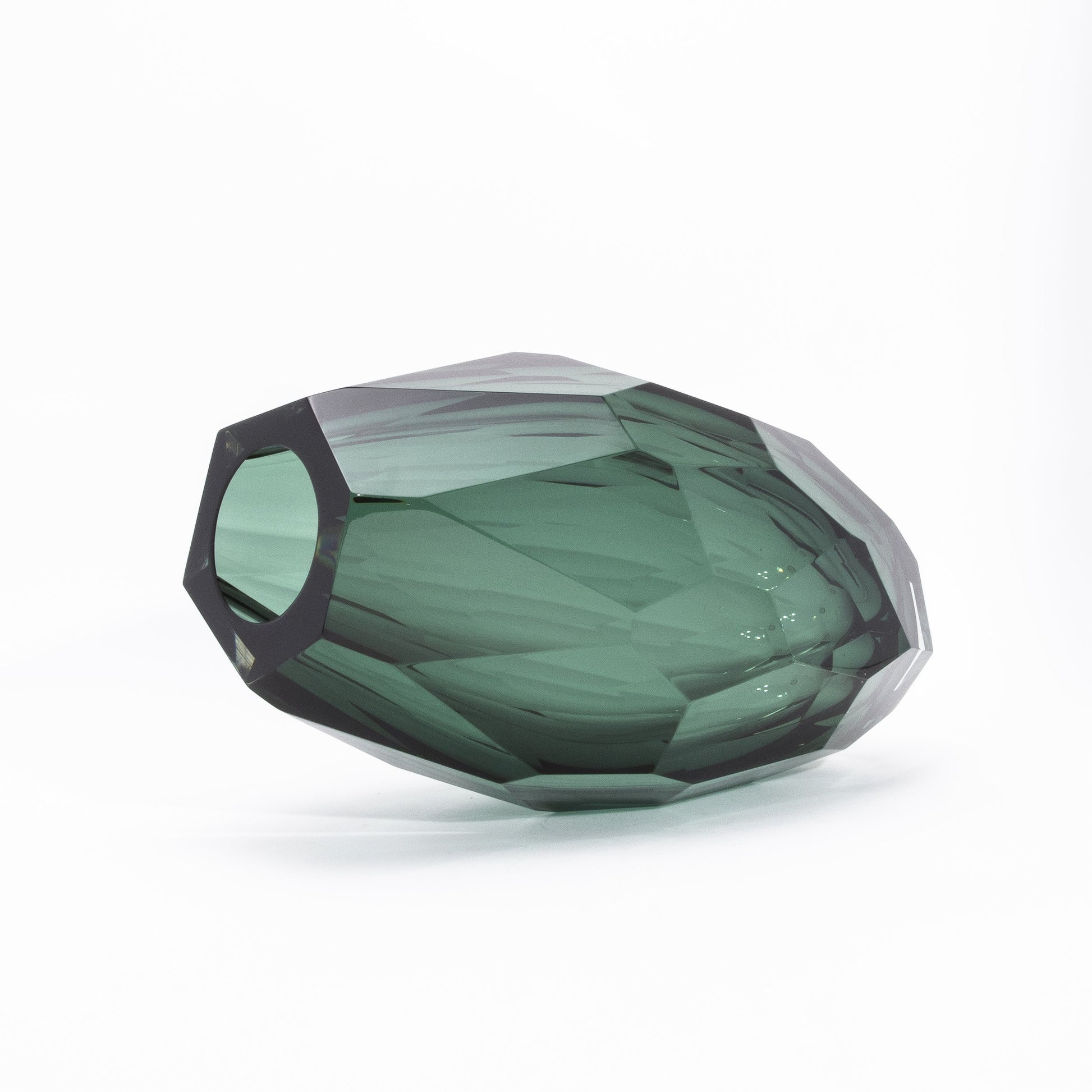 Murano Faceted Vase in Eucalyptus Green