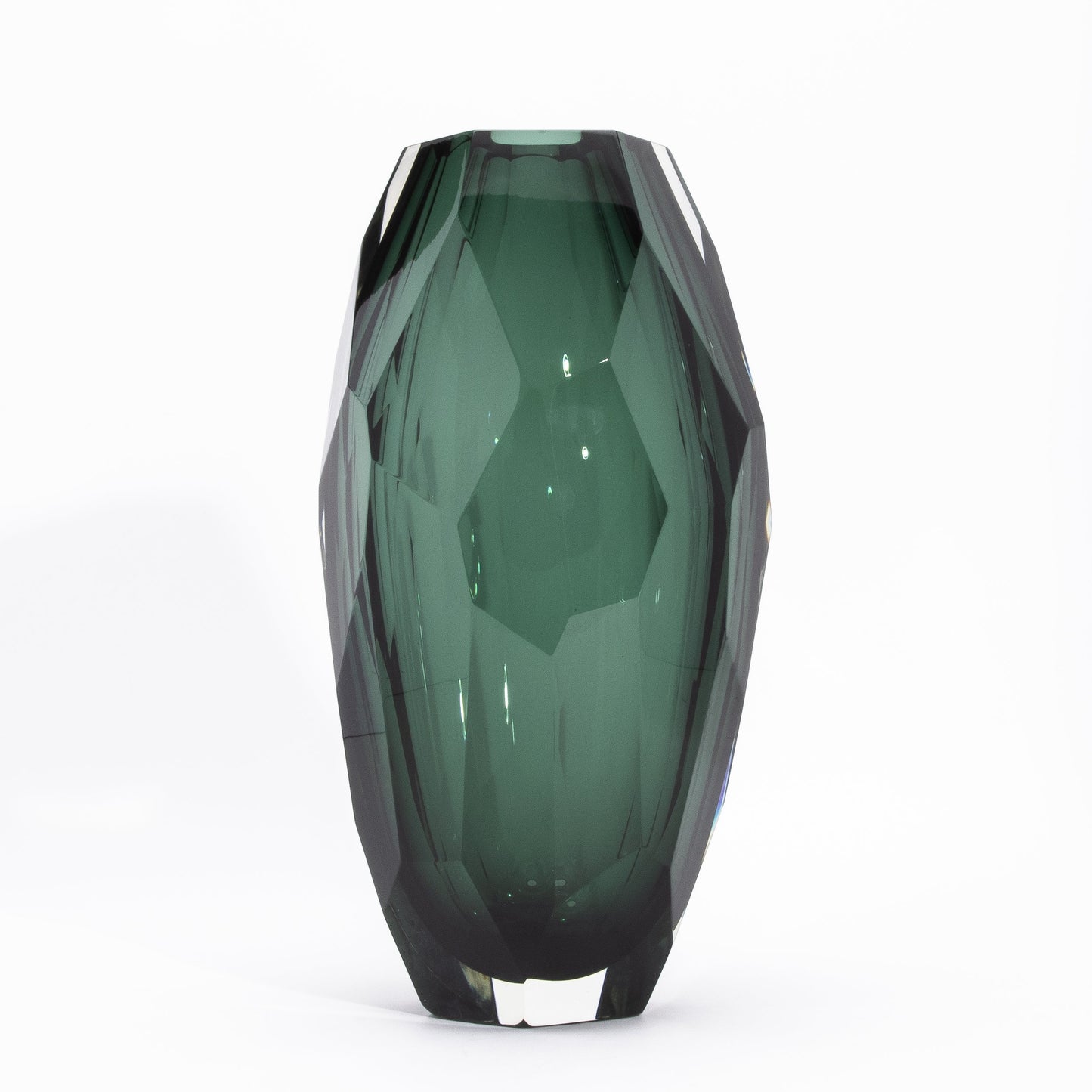 Murano Faceted Vase in Eucalyptus Green