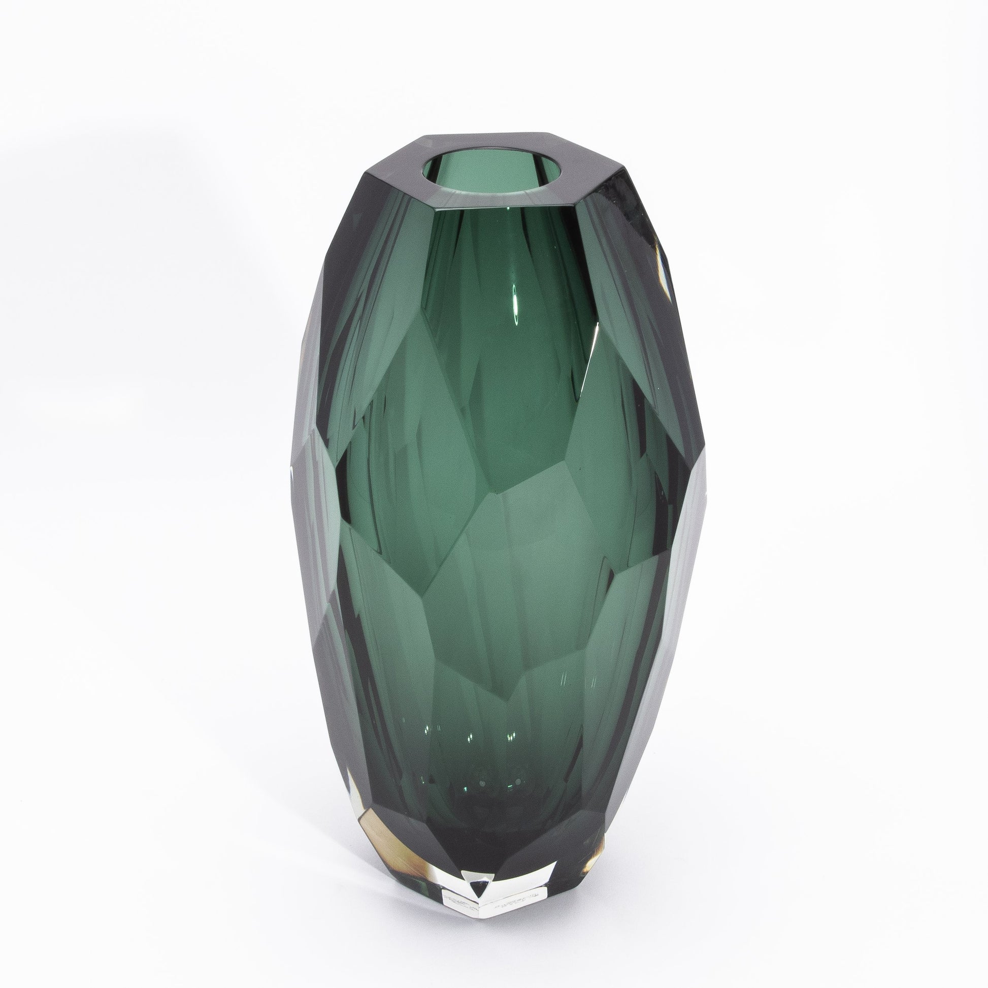 Murano Faceted Vase in Eucalyptus Green