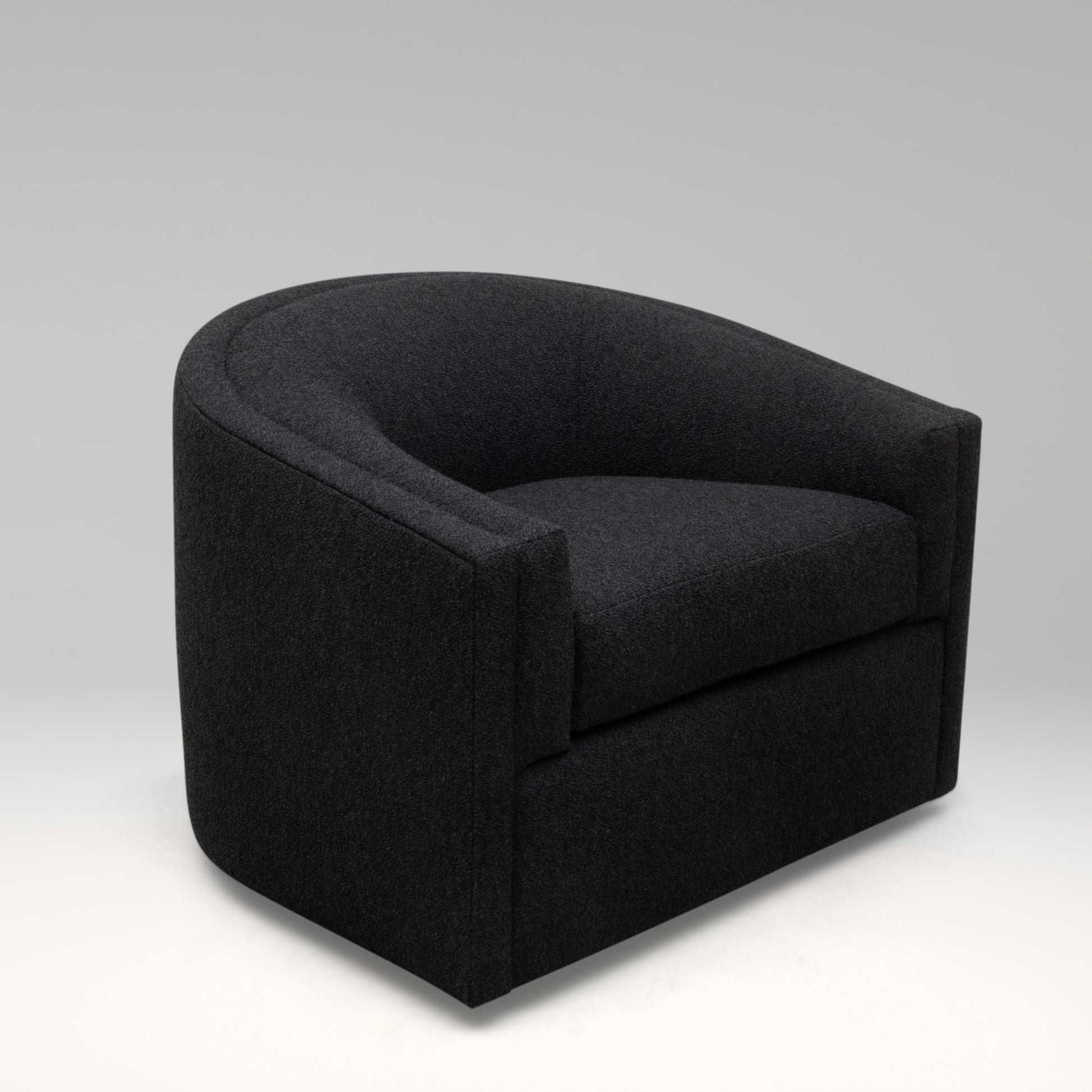 Modern Black Boucle Swivel Chair by MOGUL